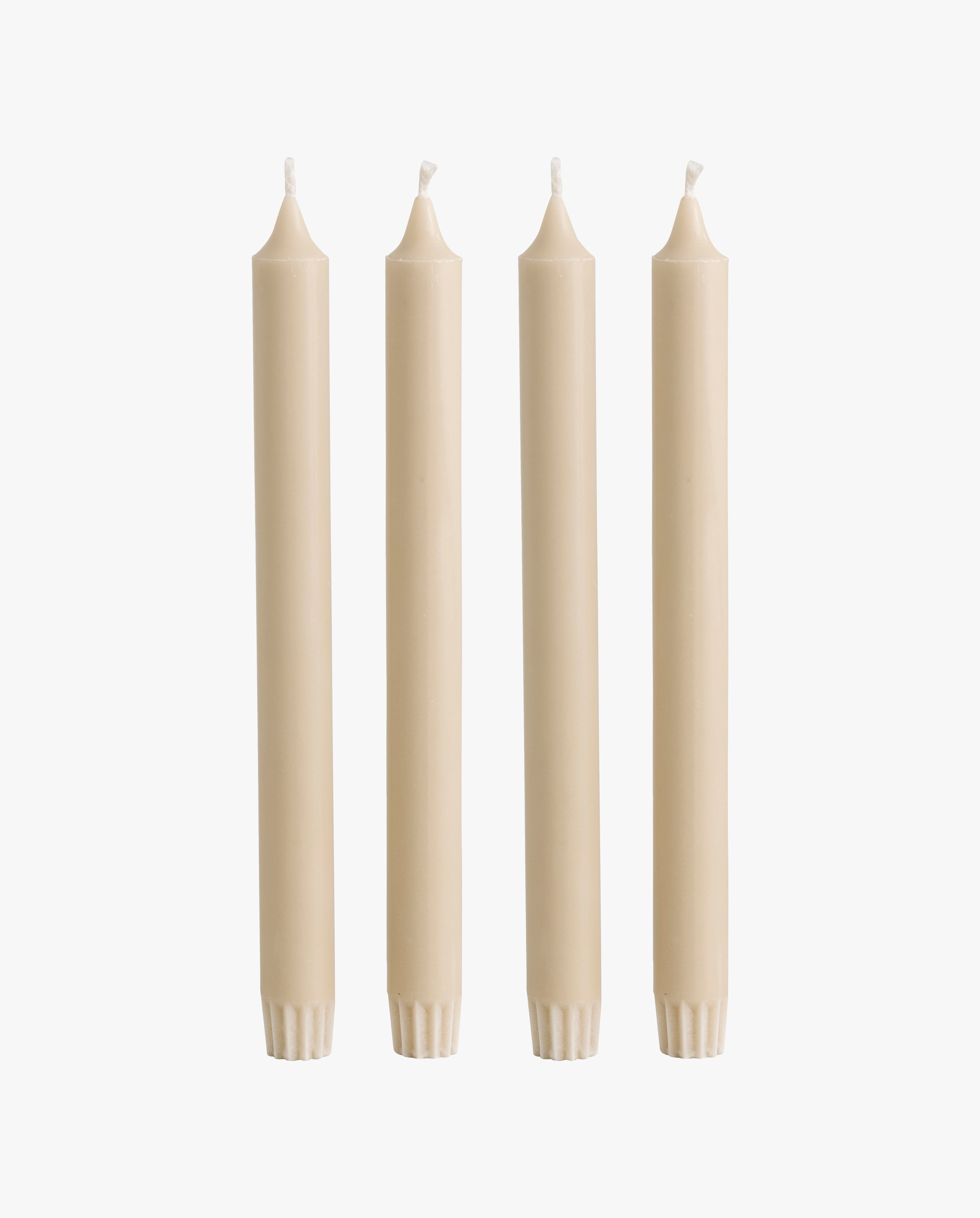 CANDLE, tall, set w/4 - beige