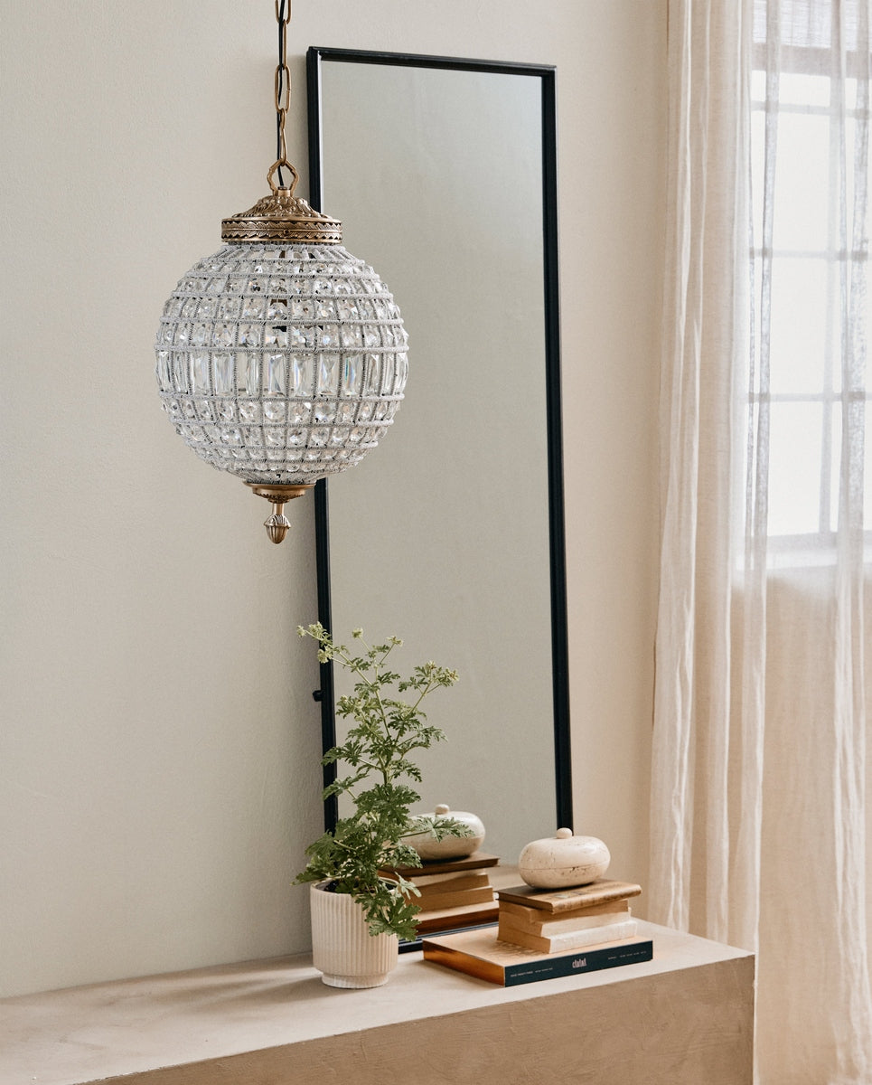 Kristallen lamp, glazen kralen, medium