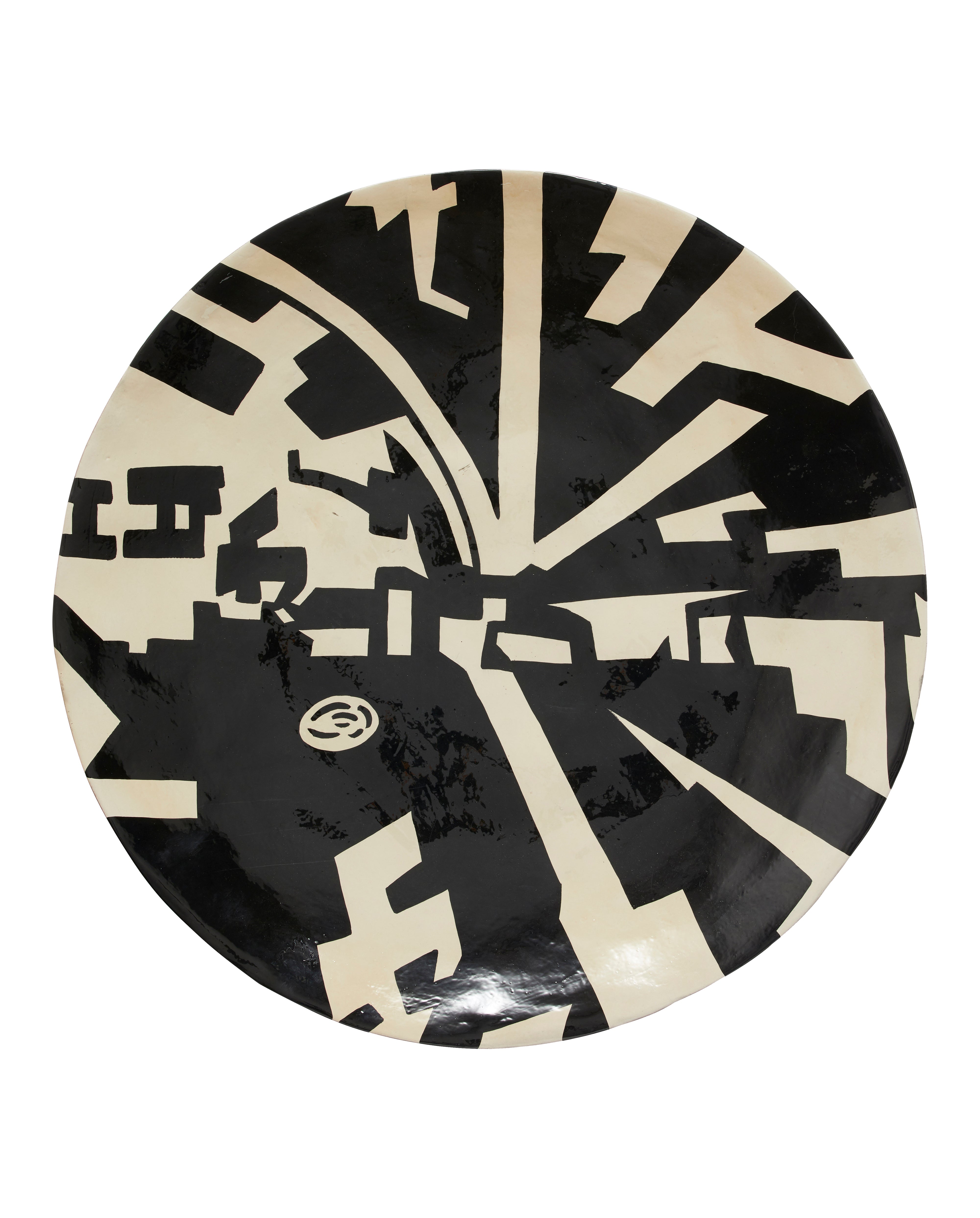 LIPSI deco bord, L - zwart/beige