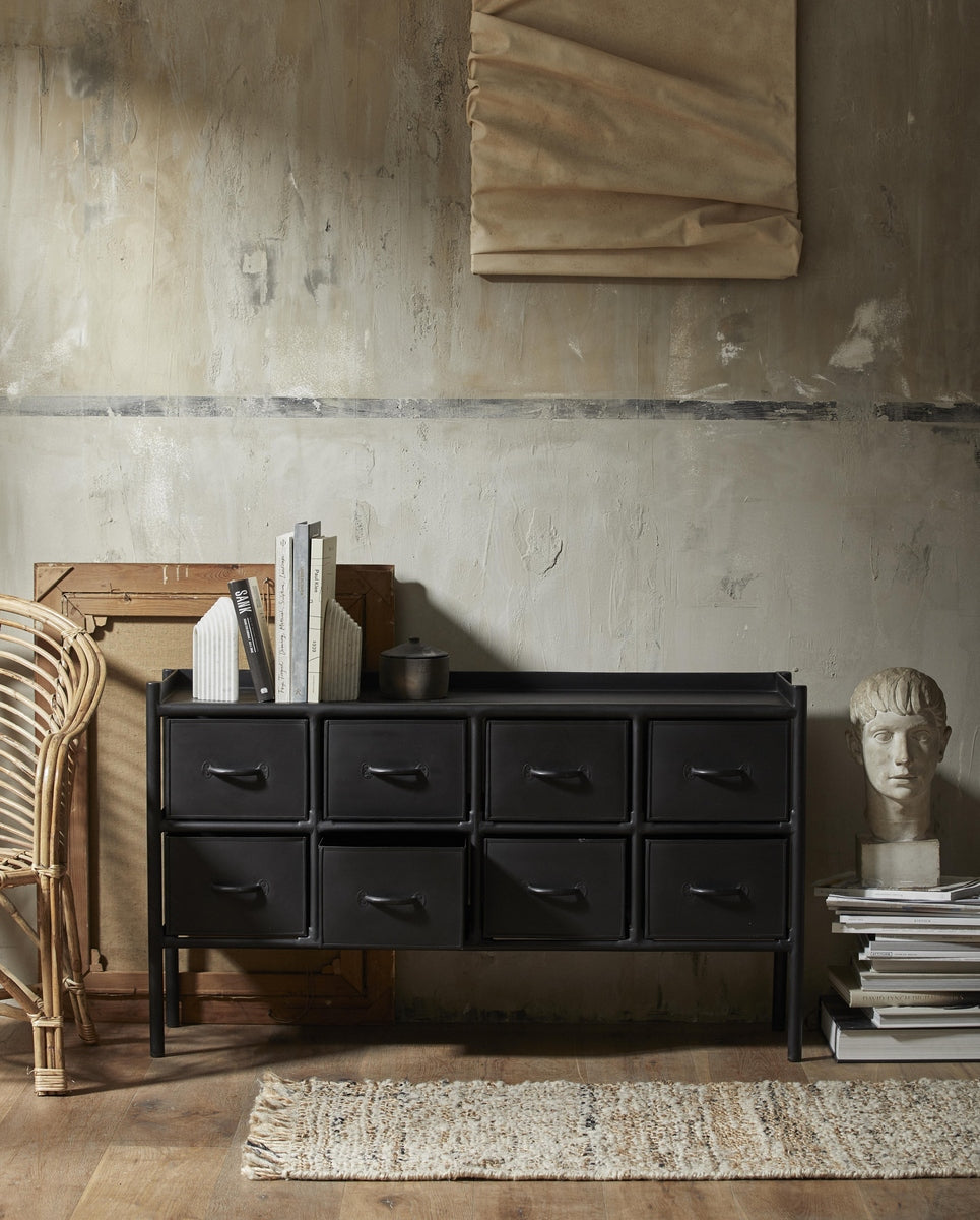 PORTLAND ijzeren lade, 8 laden - zwart