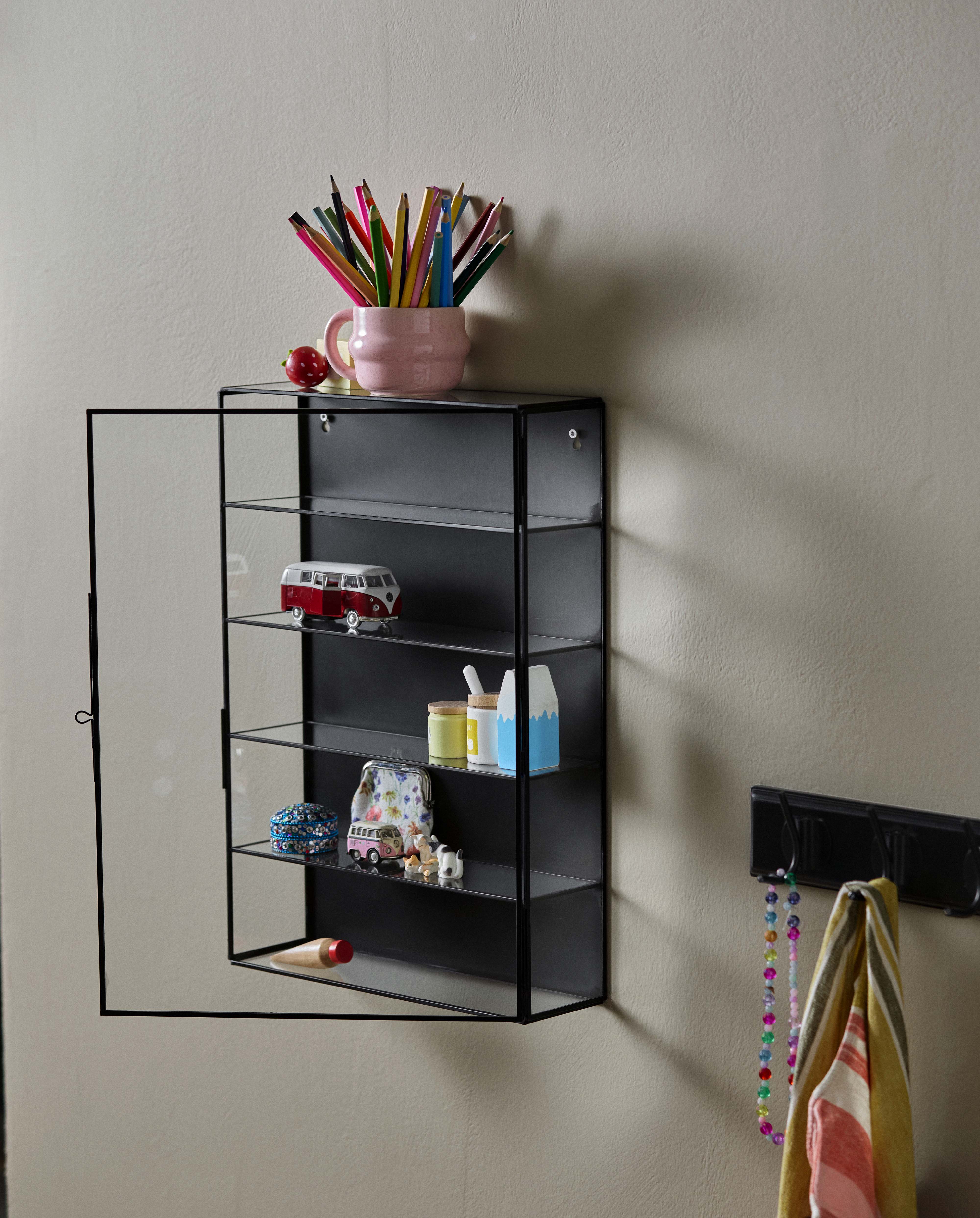 ADA wall cabinet, M, 4 shelves - black