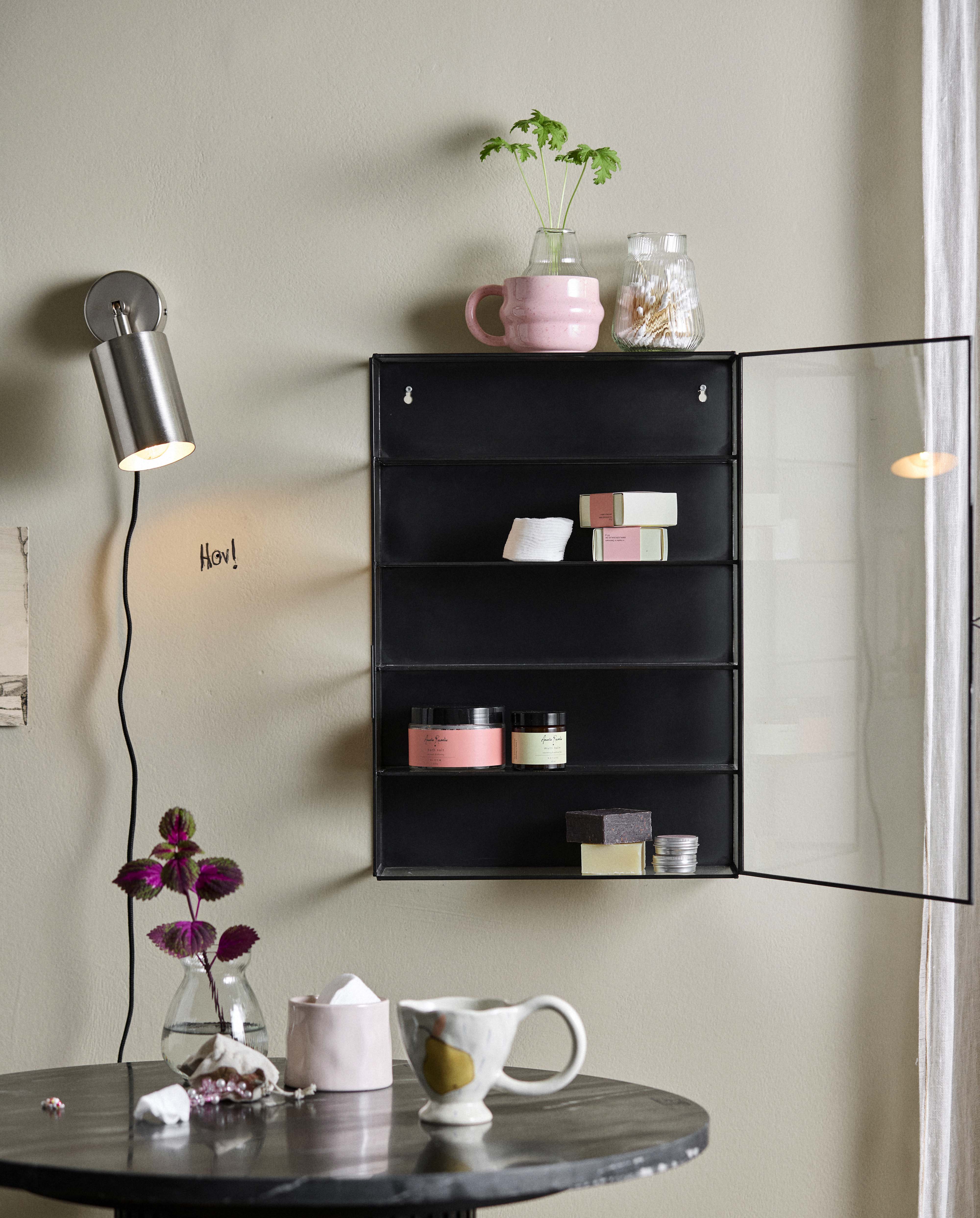 ADA wall cabinet, M, 4 shelves - black