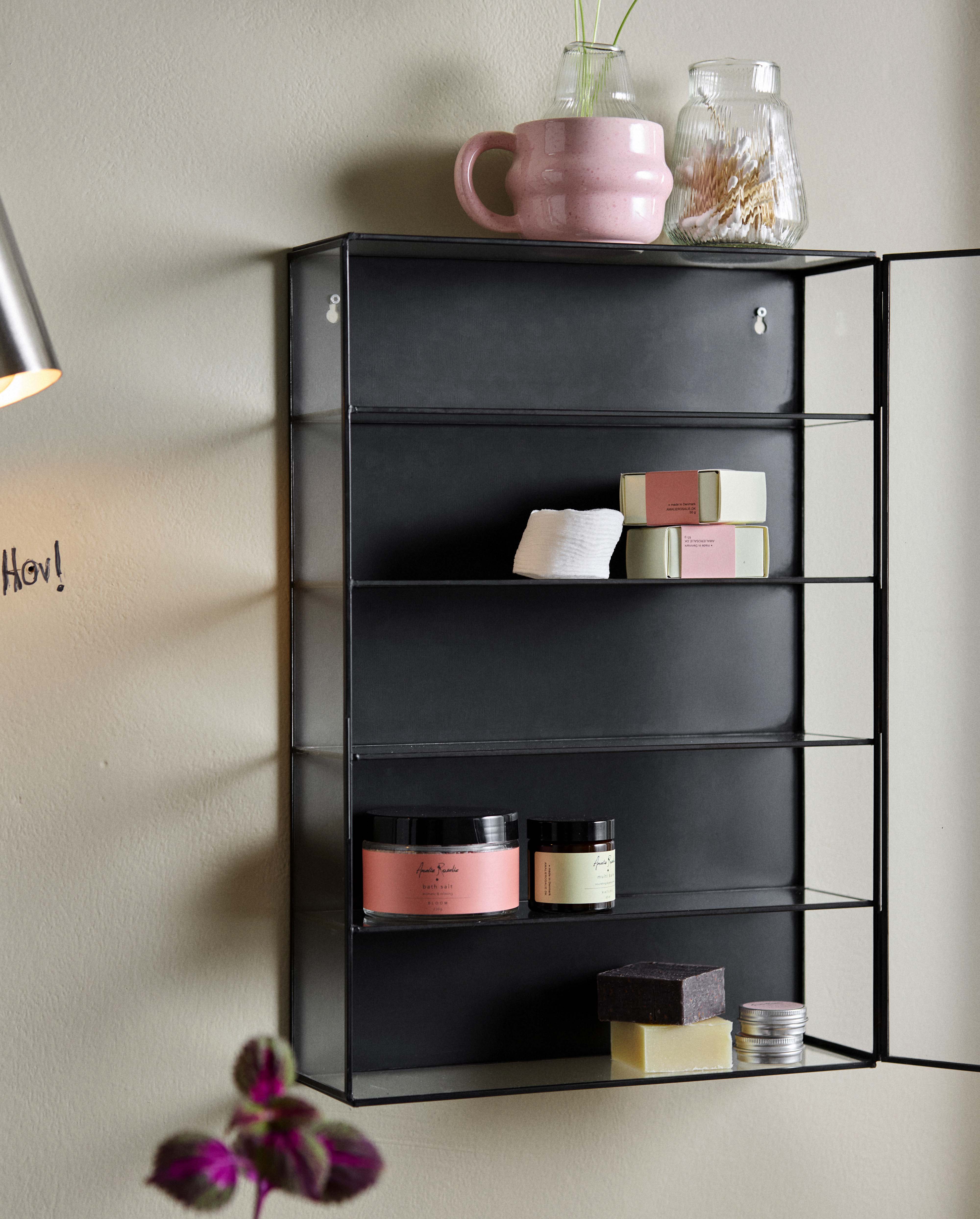 ADA wall cabinet, M, 4 shelves - black