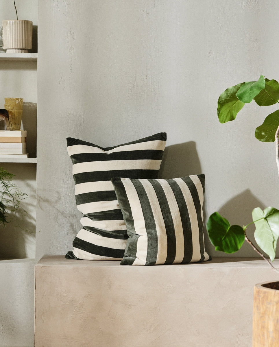 ALHENA kussenhoes, 48x48 - ivoor/groen