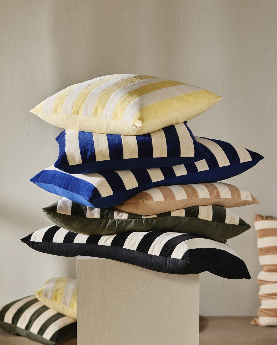 ALHENA kussenhoes, 48x48 - ivoor/blauw