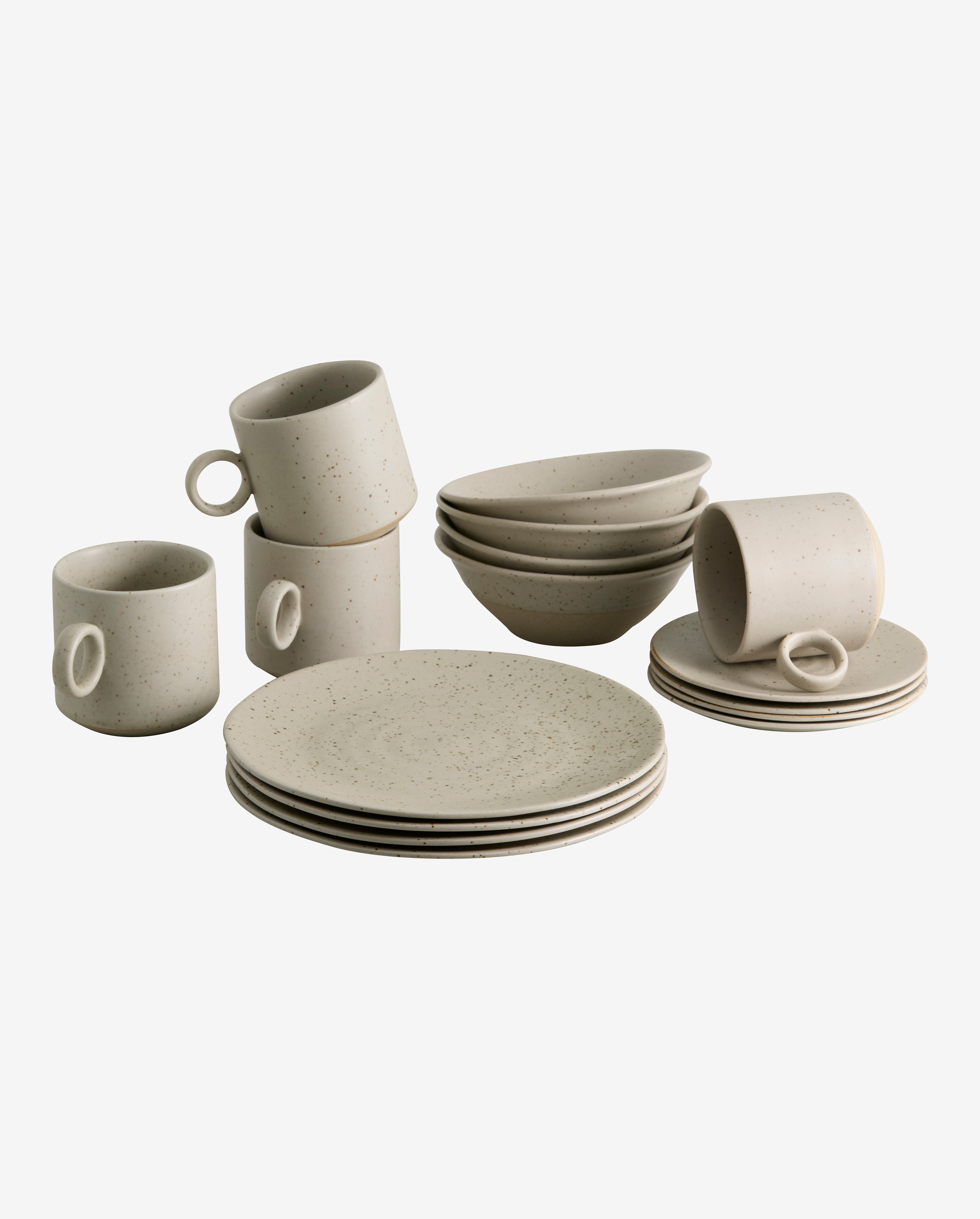 Juego de brunch GRANEADO con 16 piezas - arena