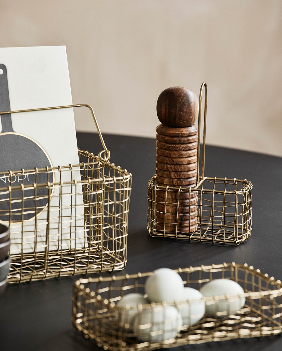 NAVITI opbergdoos met handvat, S - gouden afwerking