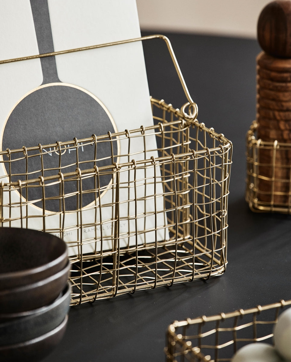 NAVITI opbergdoos met handvat, L - gouden afwerking