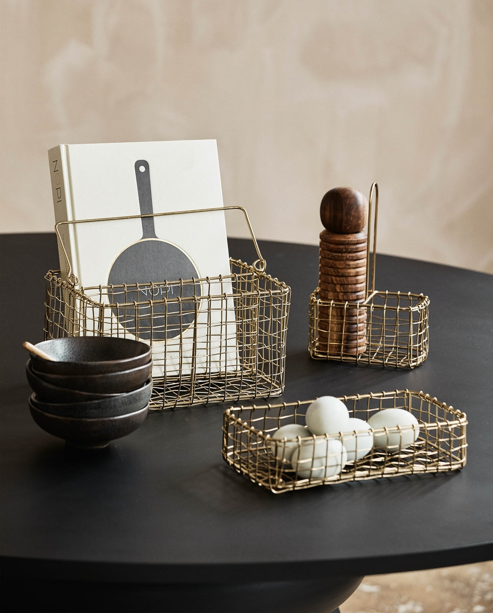 NAVITI opbergdoos met handvat, L - gouden afwerking