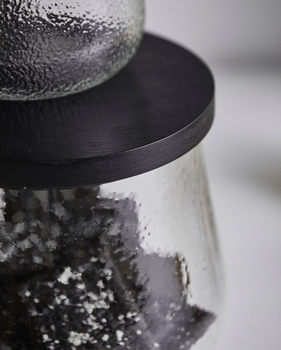 Vaso di vetro PLUMSI con coperchio, L