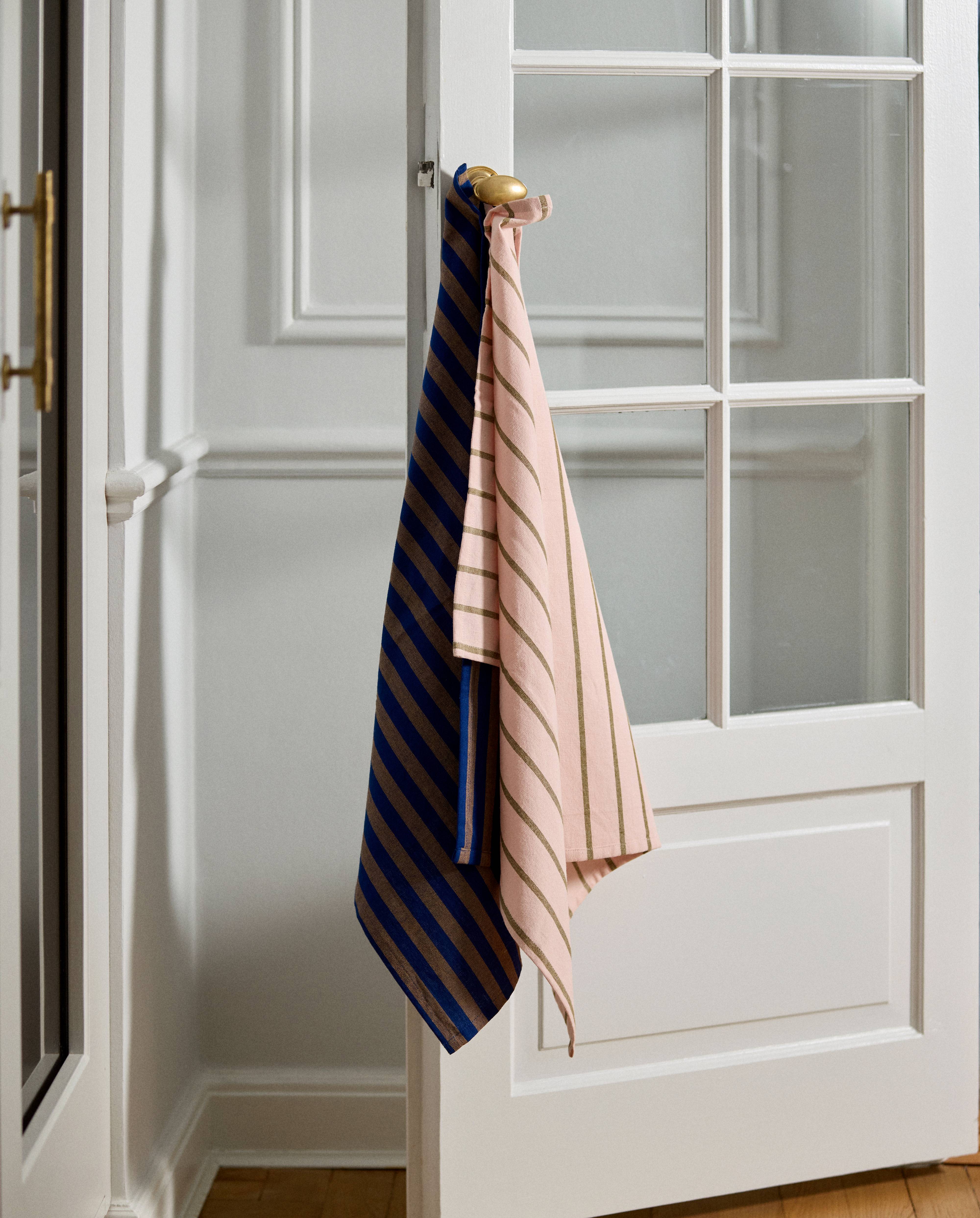 Torchon KINU, rayé - vert/rose