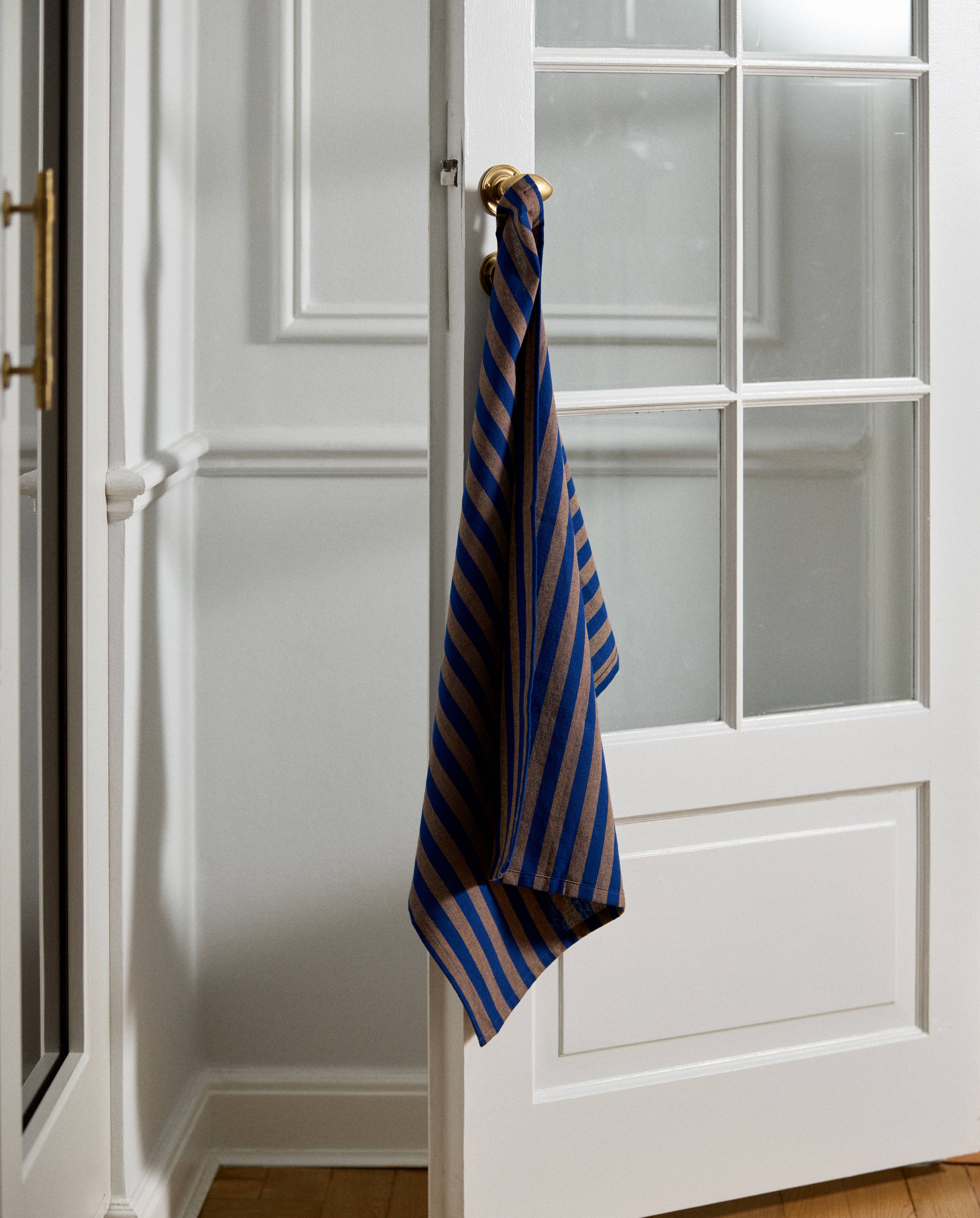 Torchon RAFU, rayé - marron/bleu