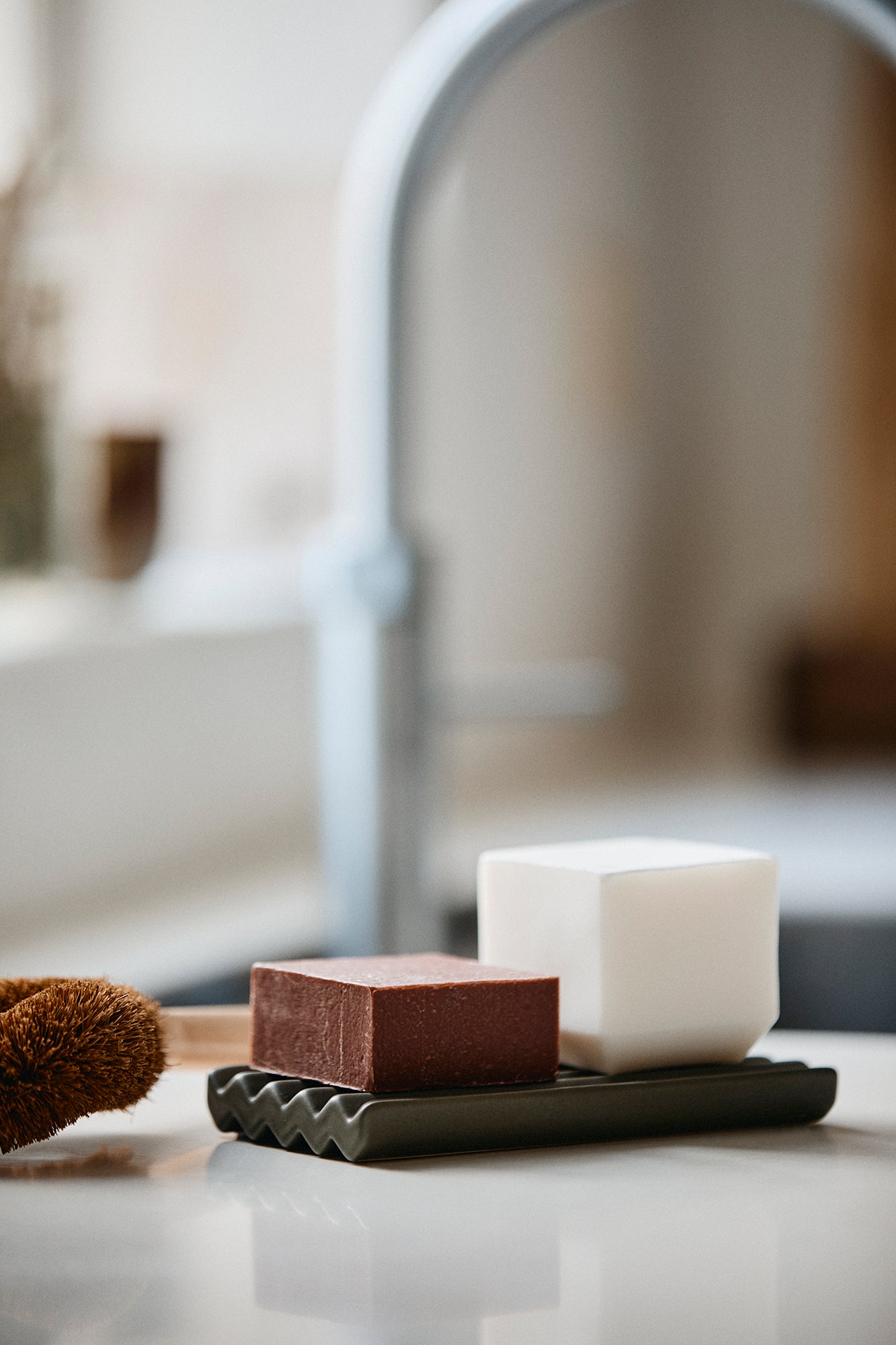 Keramische zeepbak groot | GROEN 8 x 15 cm