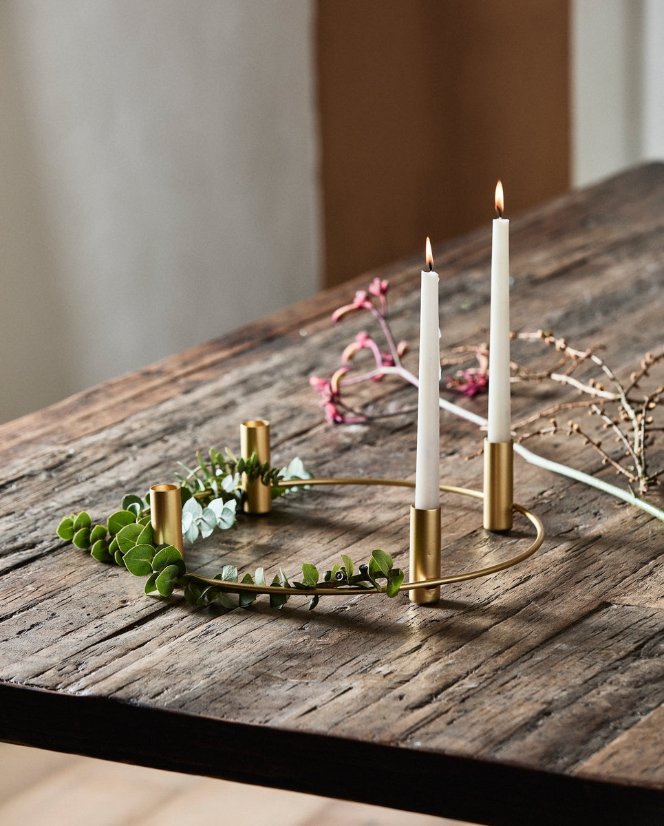 IRONA candle holder, f/4 candles, brass finish