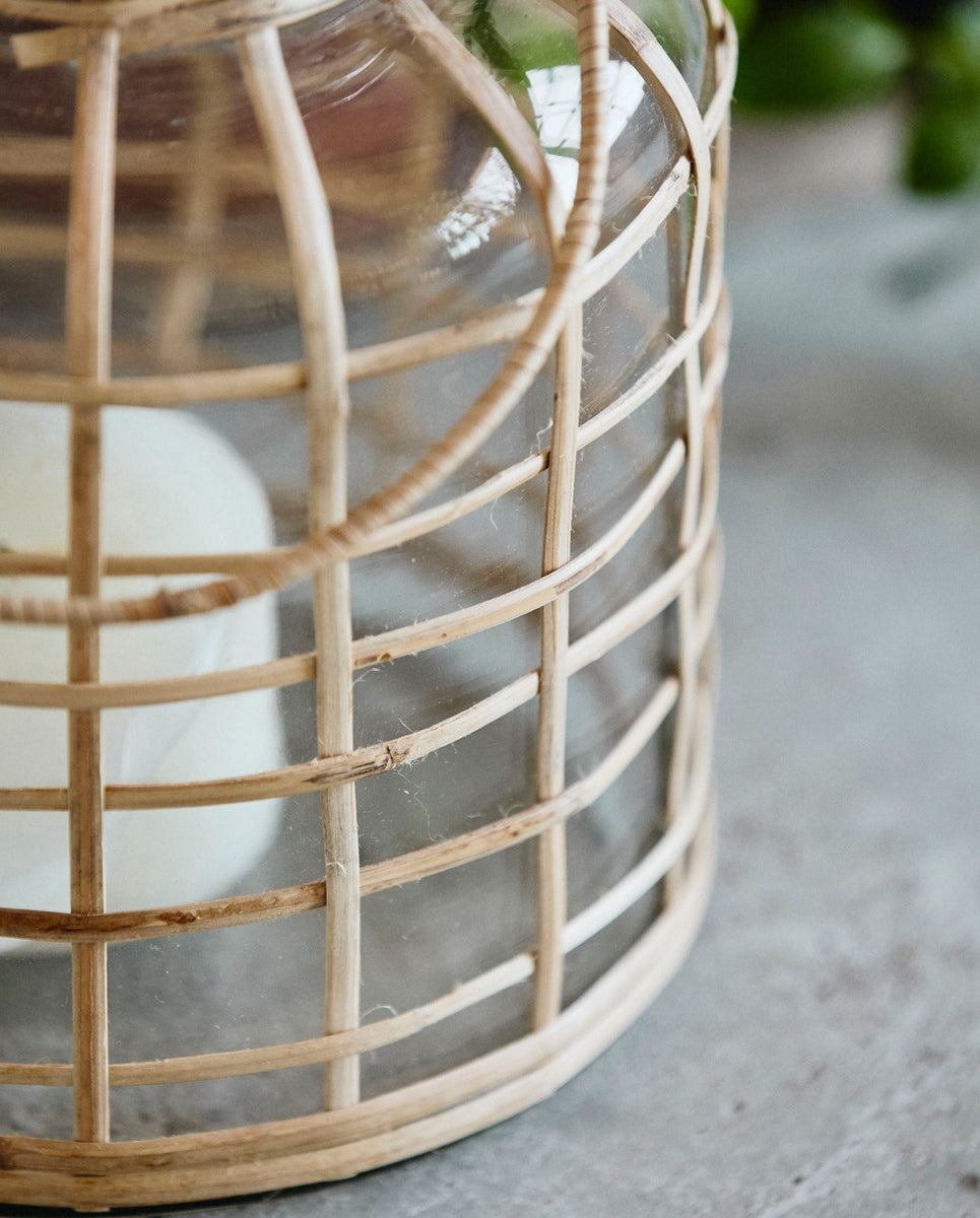 Portacandela in bambù, vetro, piccolo