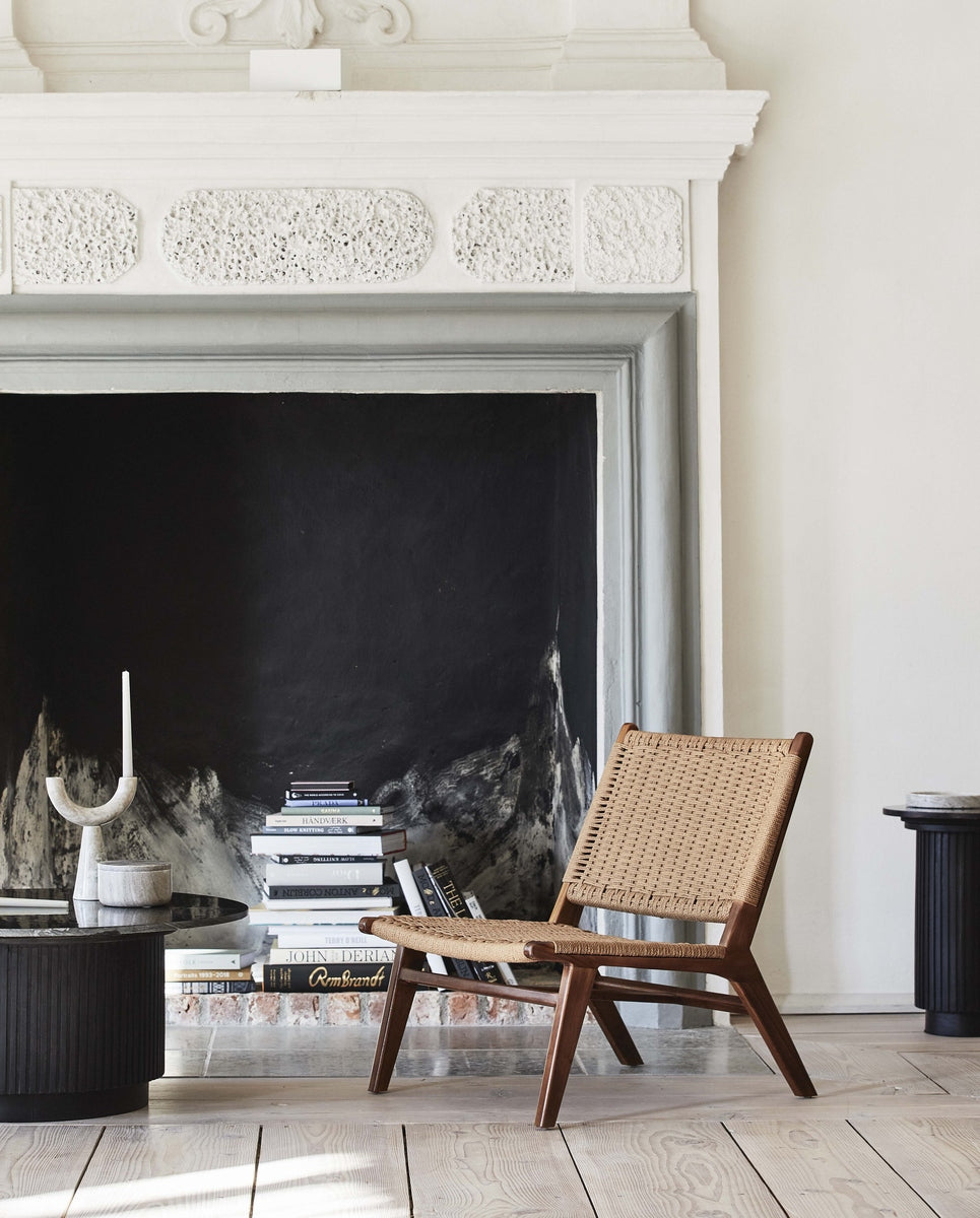 CLUB loungestoel, teak/weefsel