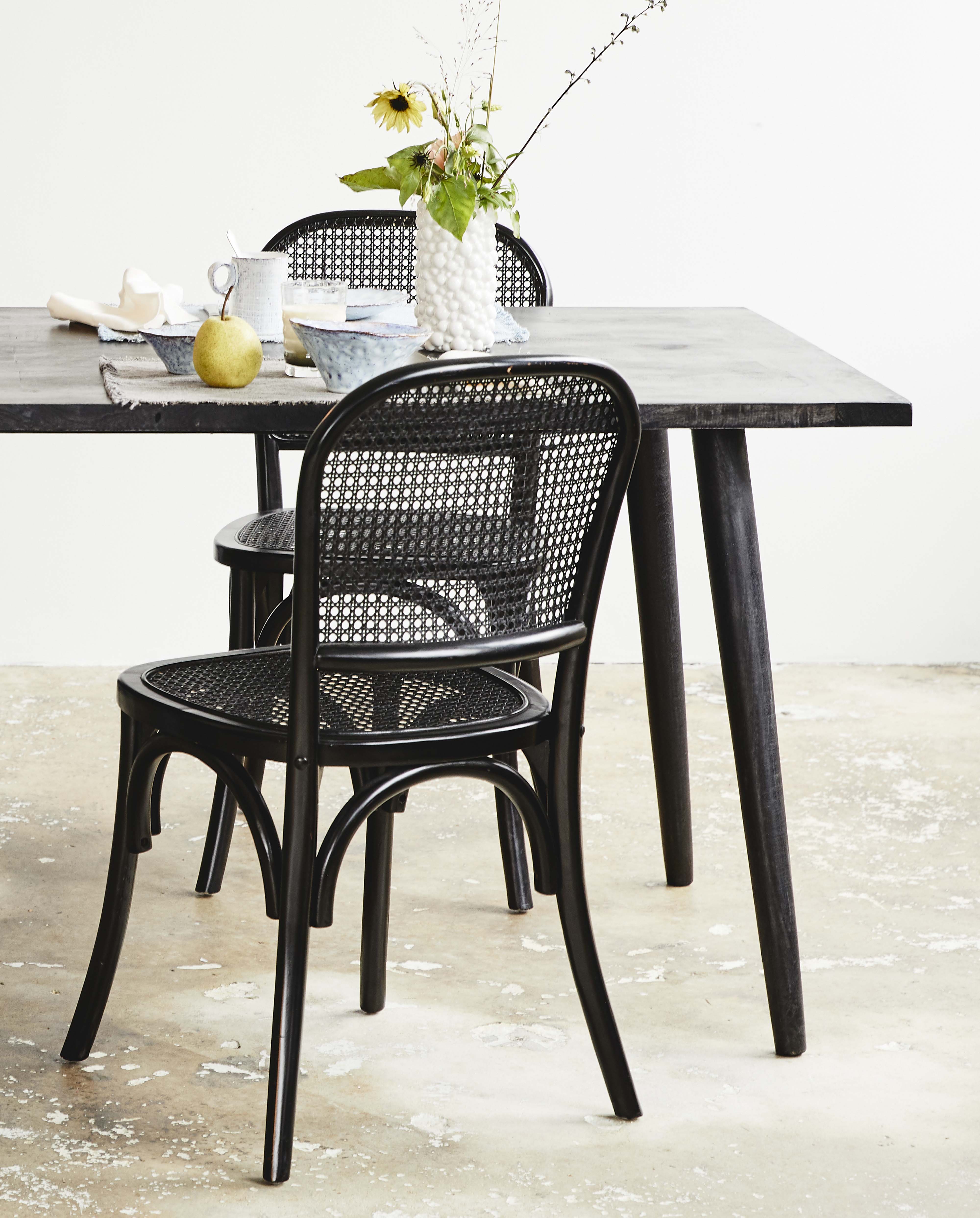 WICKY stoel met rotanwerk, zwart/zwart