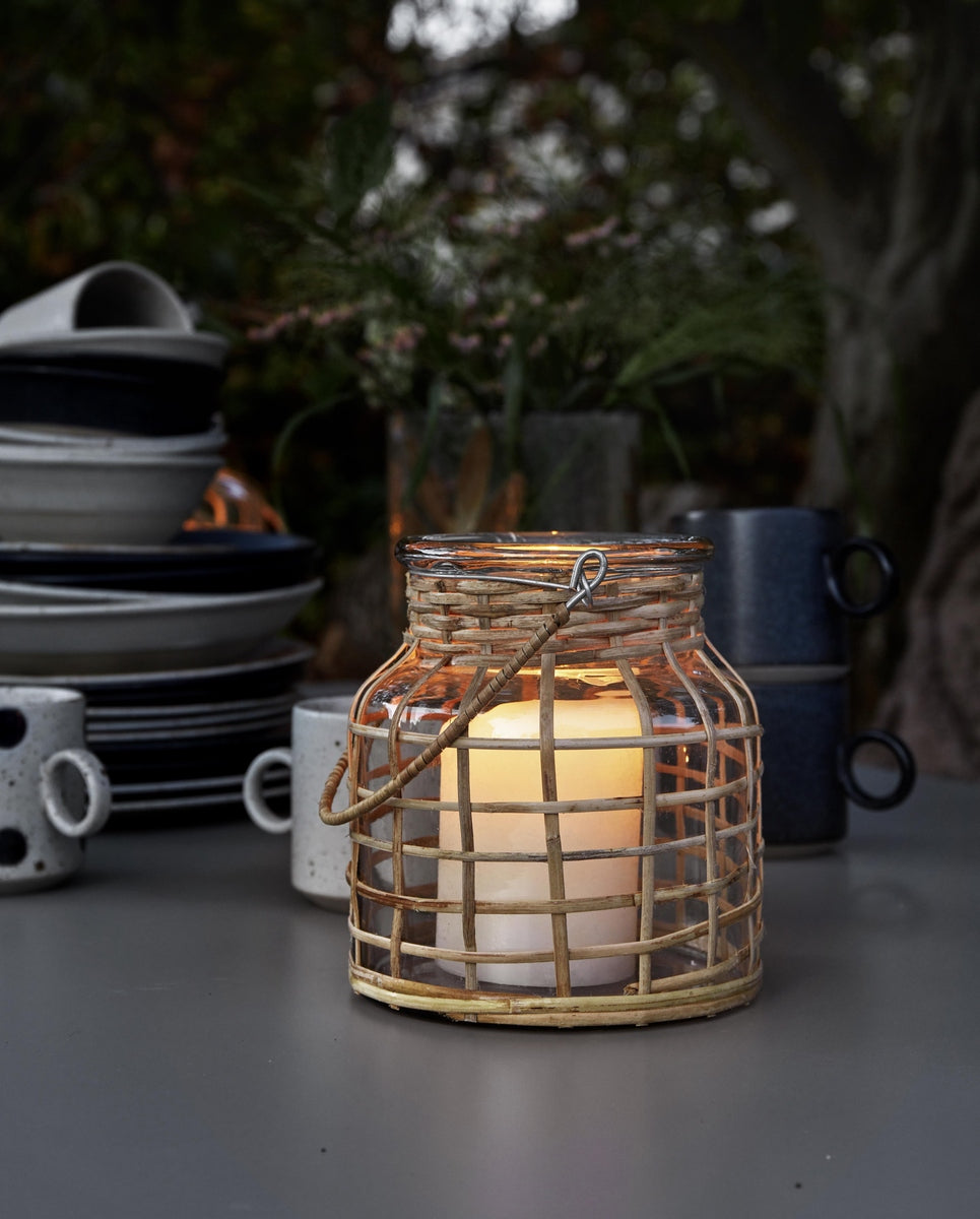 Portacandela in bambù, vetro, piccolo