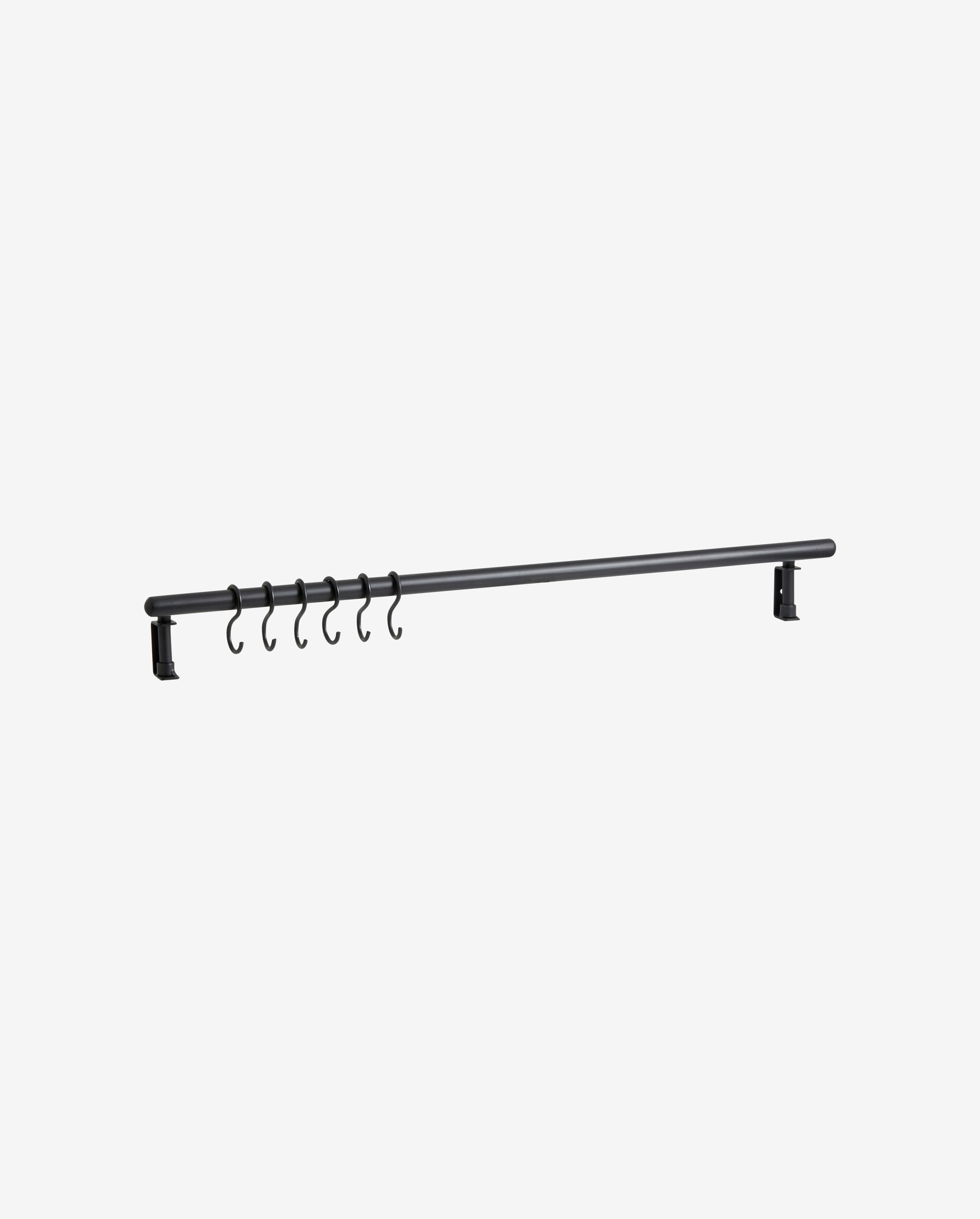 MALO shelf, 6 hooks - black