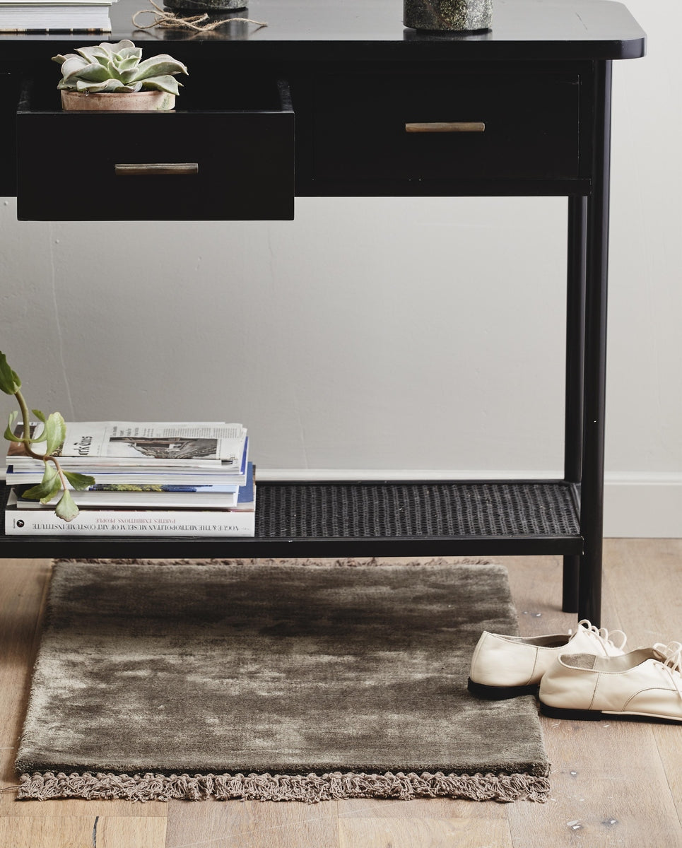 NOBLE tapijt met franjes, 60x90 - warm grijs