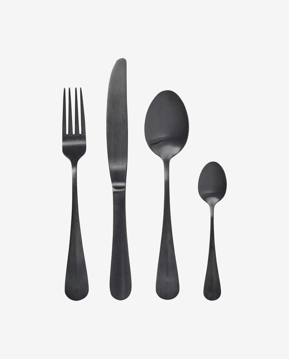 SCHWARZES Besteck, 4er-Set