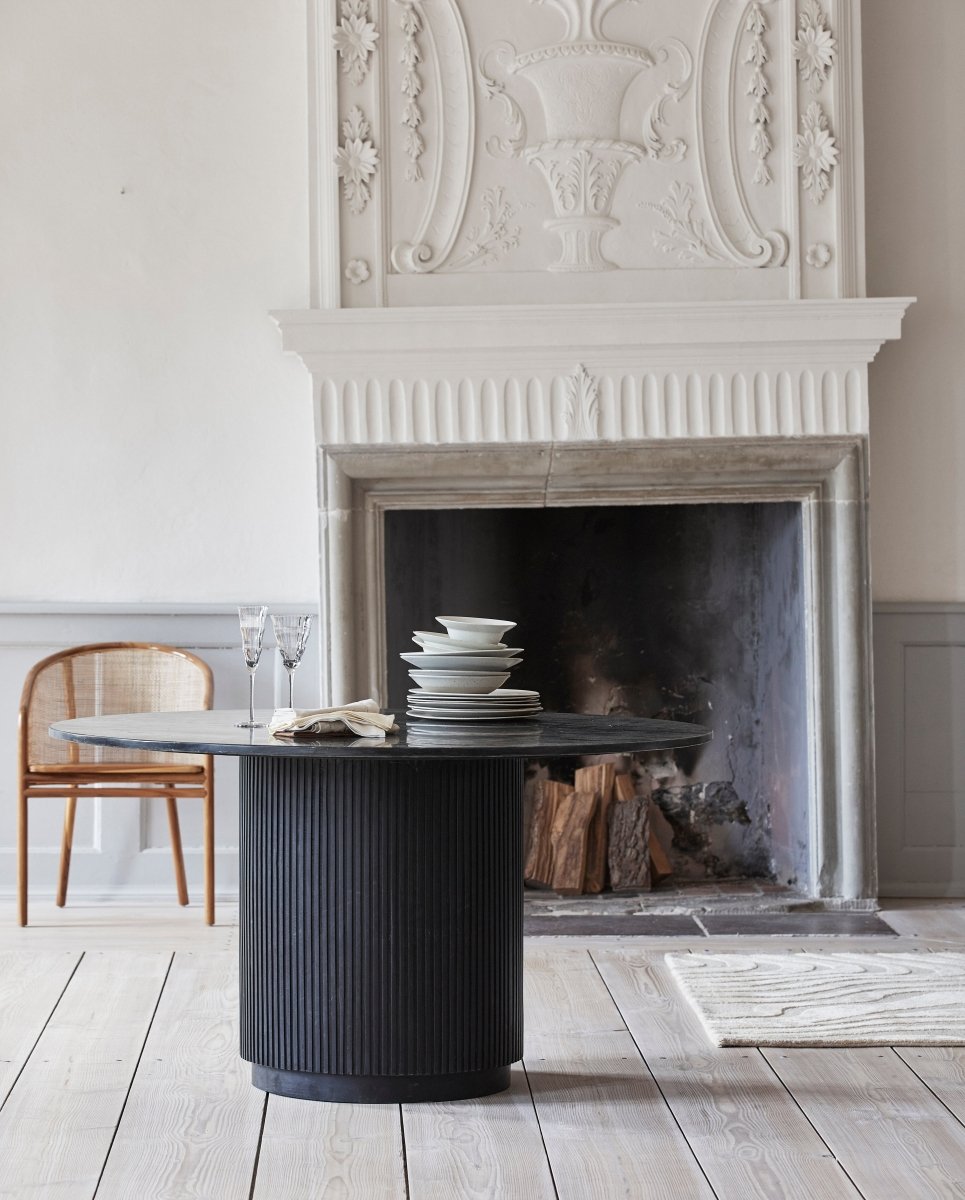 ERIE ronde eettafel - zwart marmeren blad