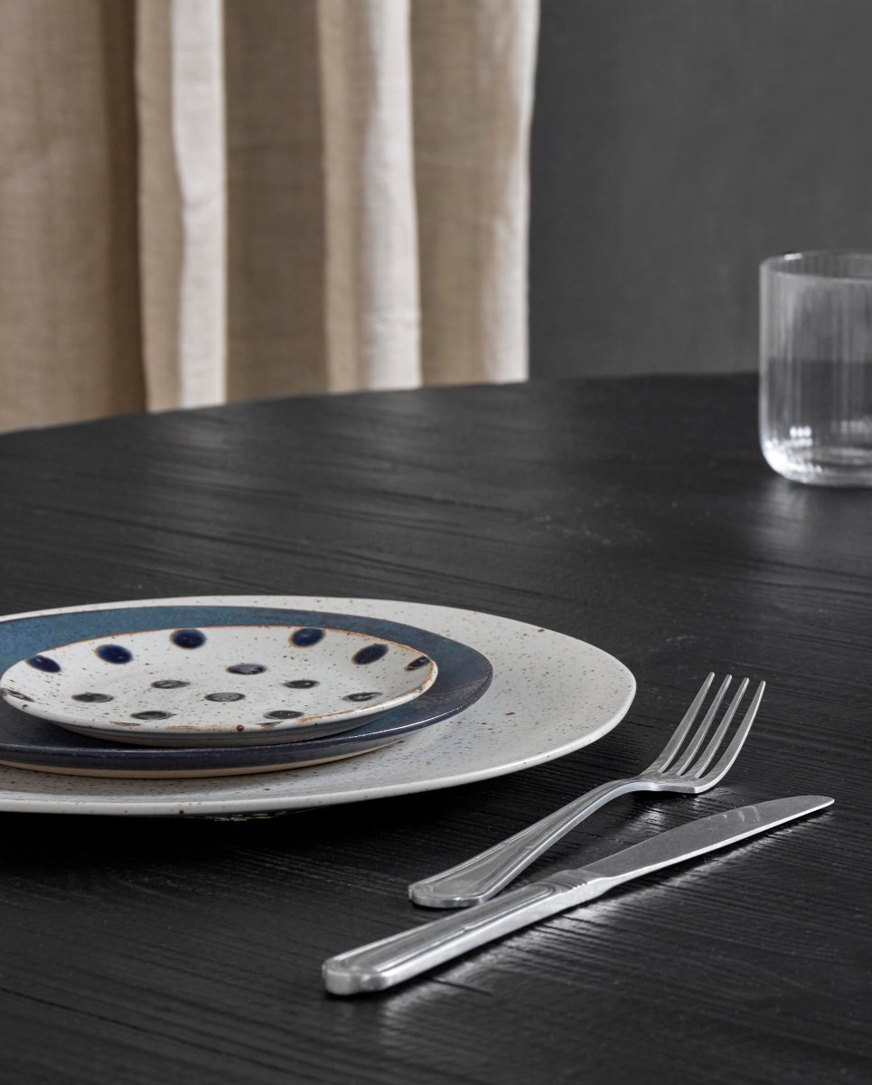 GRAINY schotel/cakebord, zand/donkerblauw