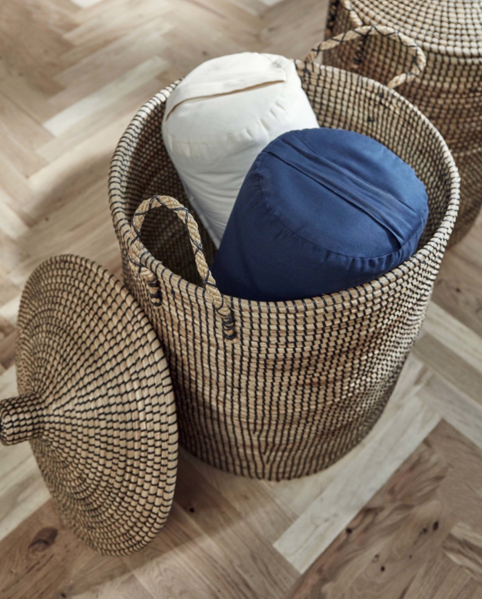 panier à linge LAUDY, s/2 - nature/noir