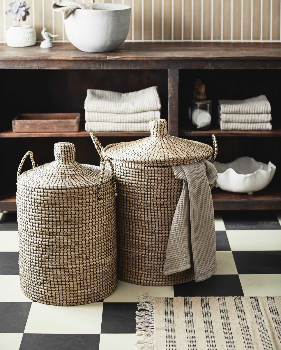 panier à linge LAUDY, s/2 - nature/noir