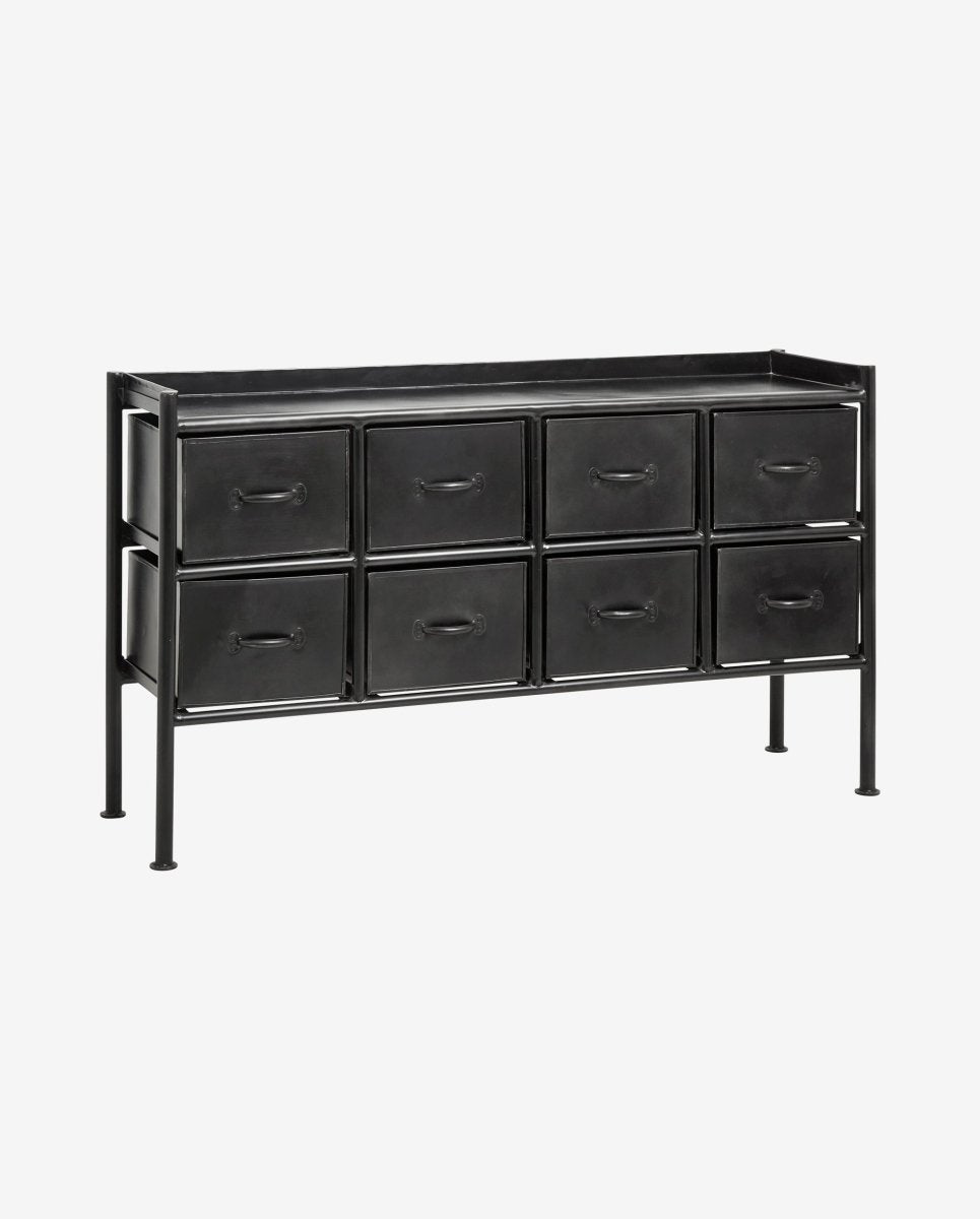 PORTLAND iron drawer, 8 drawers - black