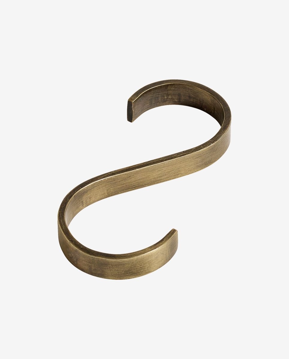 S-krog til håndklædestang - flad - messing - nordal.dk