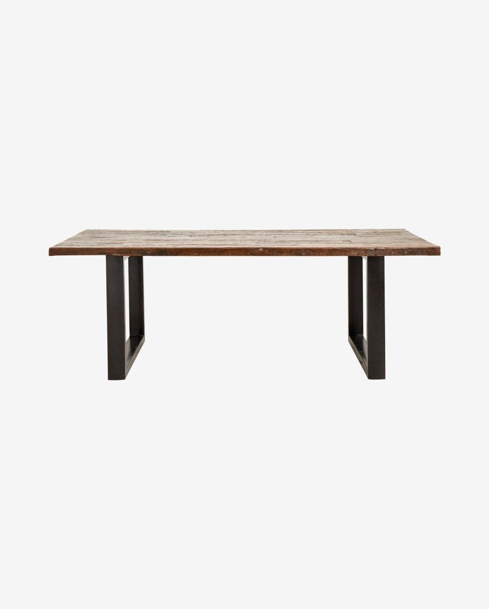 VINTAGE spisebord i træ og jern - 220x100 - natur/sort - nordal.dk