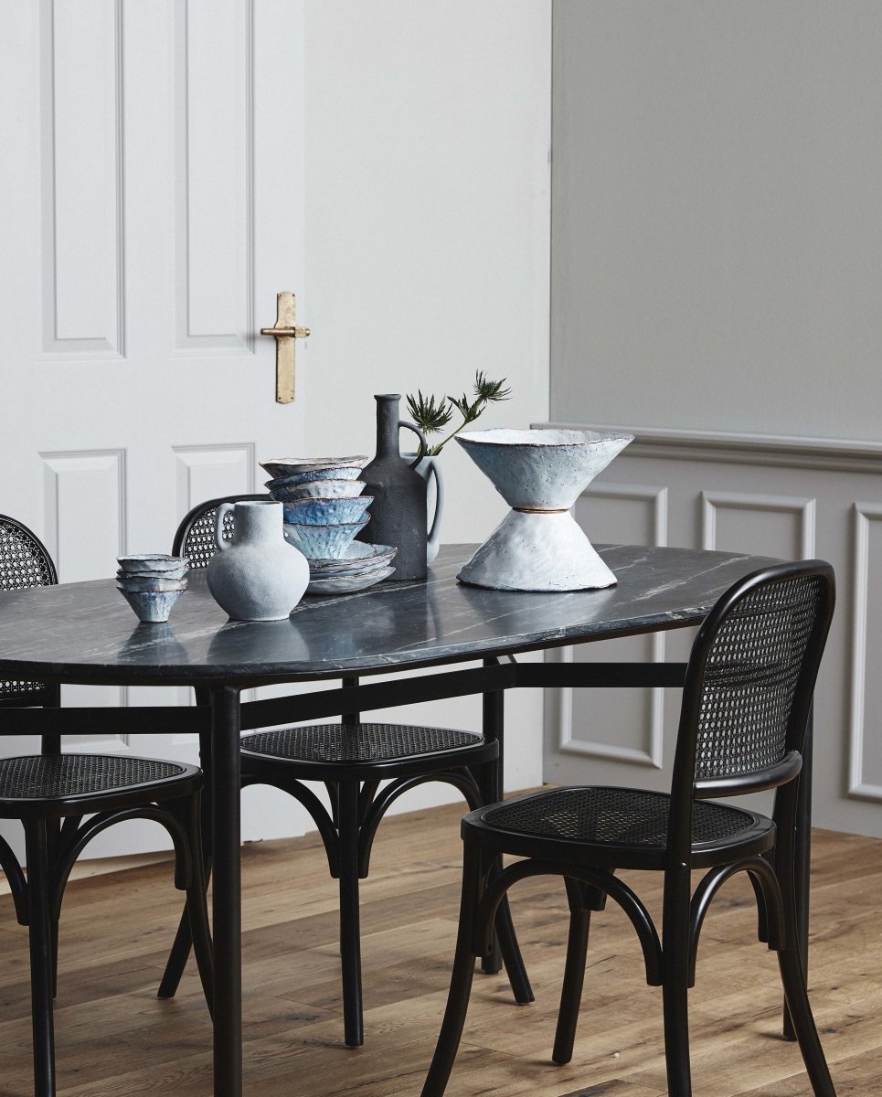 WICKY stoel met rotanwerk, zwart/zwart