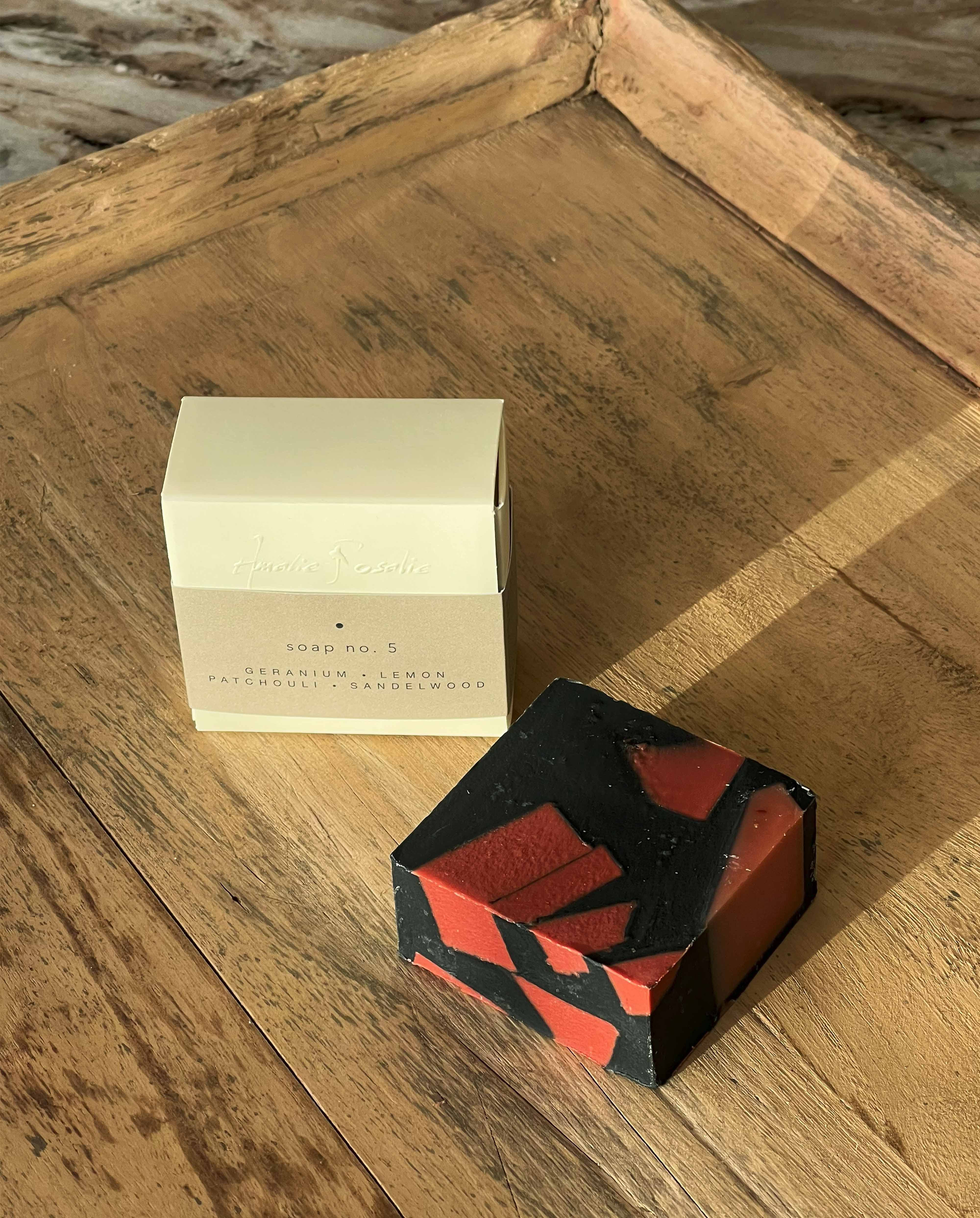 Soap no. 5 | GERANIUM, LEMON, PATCHOULI, SANDELWOOD