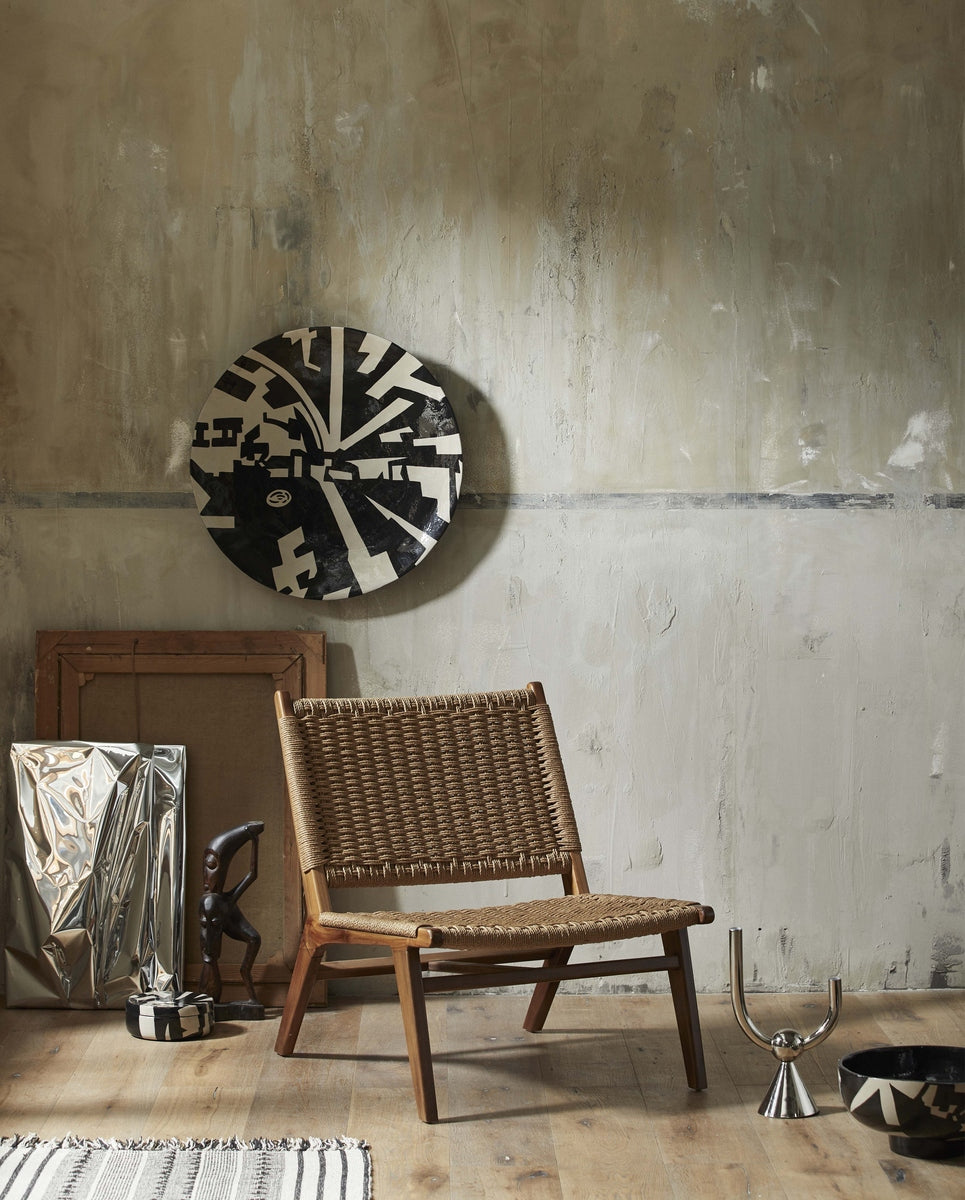 LIPSI deco bord, L - zwart/beige