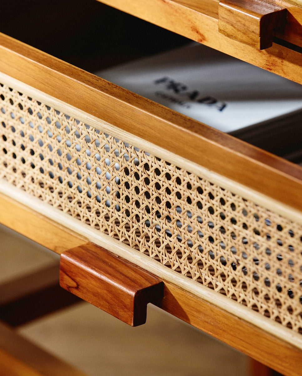 Armoire MERGE, nature avec rotin