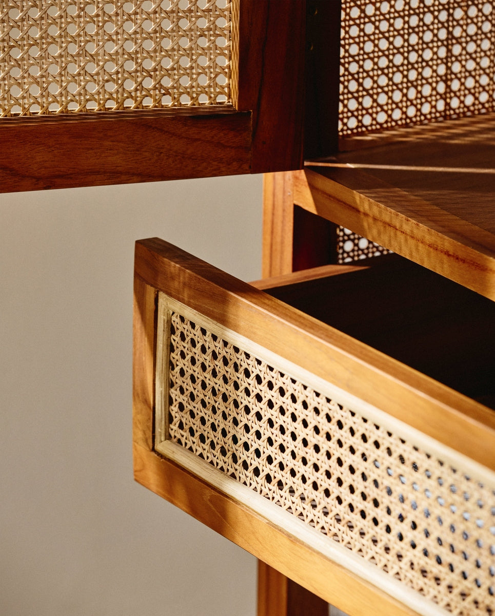 Armoire MERGE, nature avec rotin