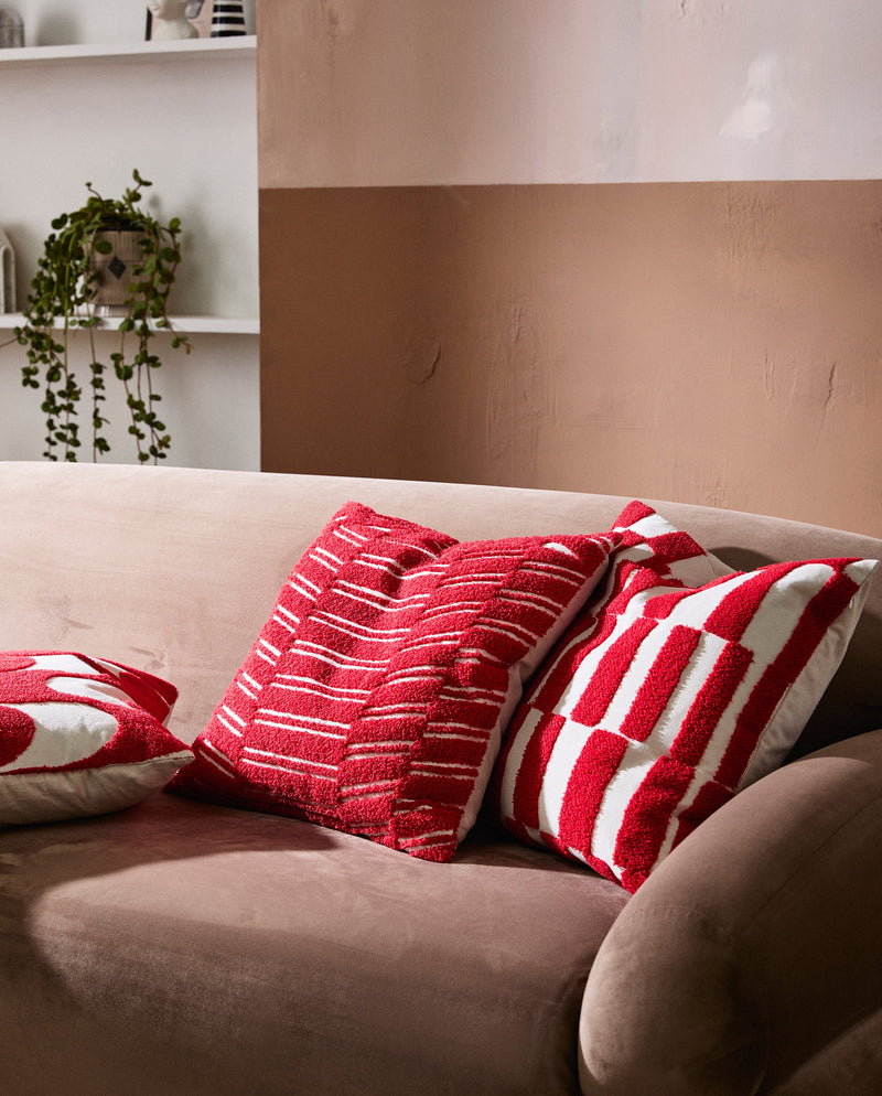 FURUD cushion cover - ivory/red