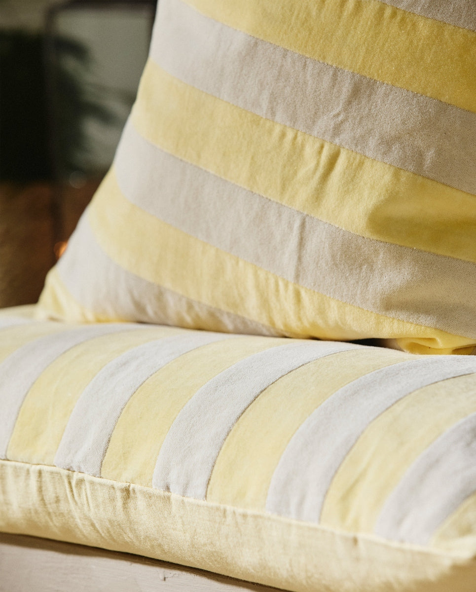 Housse de coussin ALHENA, 48x48 - ivoire/jaune