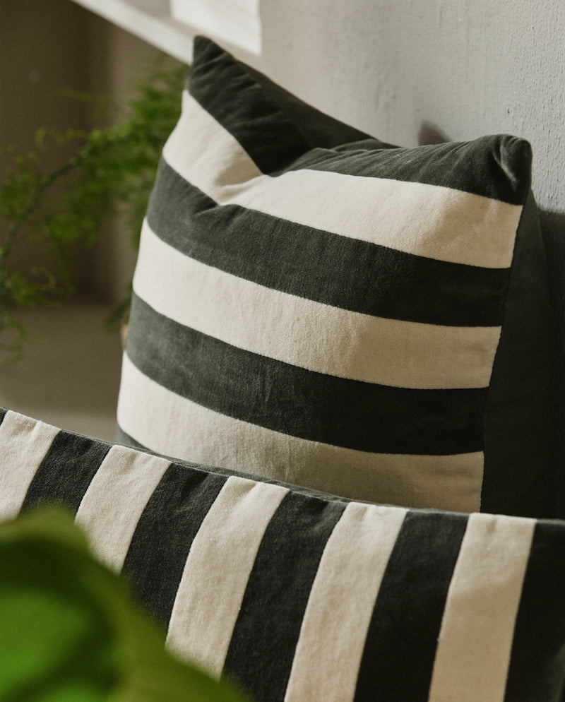 Funda de cojín ALHENA, 48x48 - marfil/verde