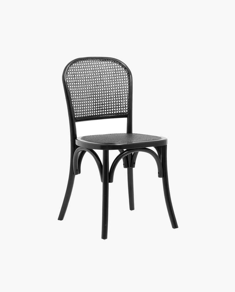 WICKY chair w. wickerwork, black/black