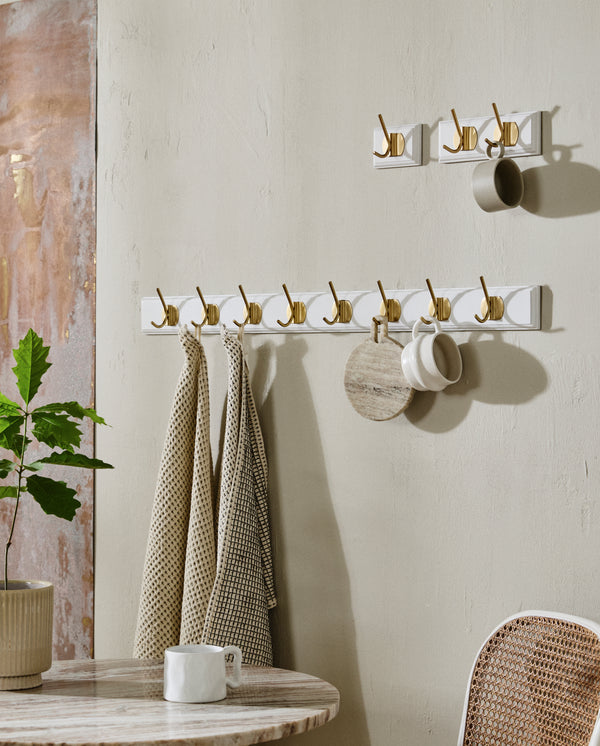 EDGY Garderobenständer, 8 Haken – weiß