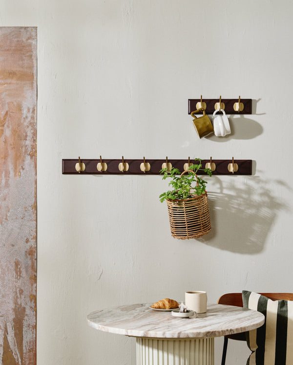 EDGY coat rack, 8 hooks - dark brown
