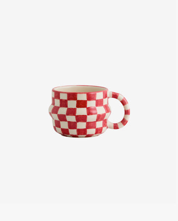 YSIA cup, check - red/ivory