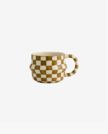 YSIA cup, check - green/ivory
