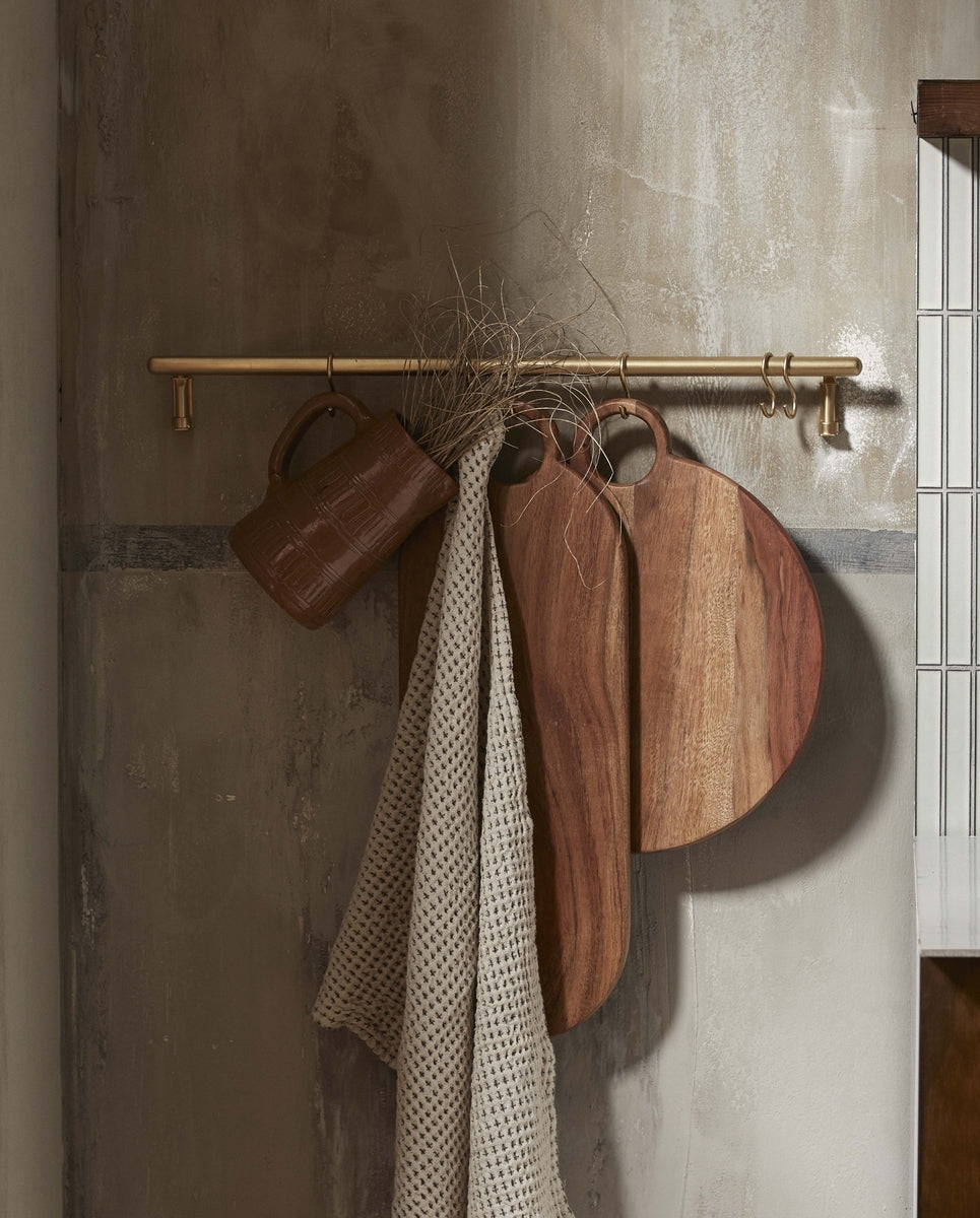 MALO plank, 6 haken - messing afwerking