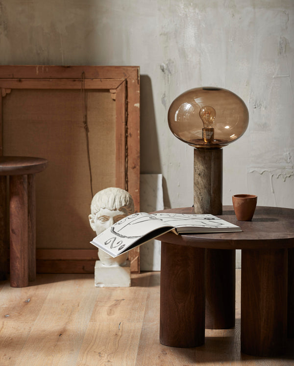 BES table lamp - smoked w/marble