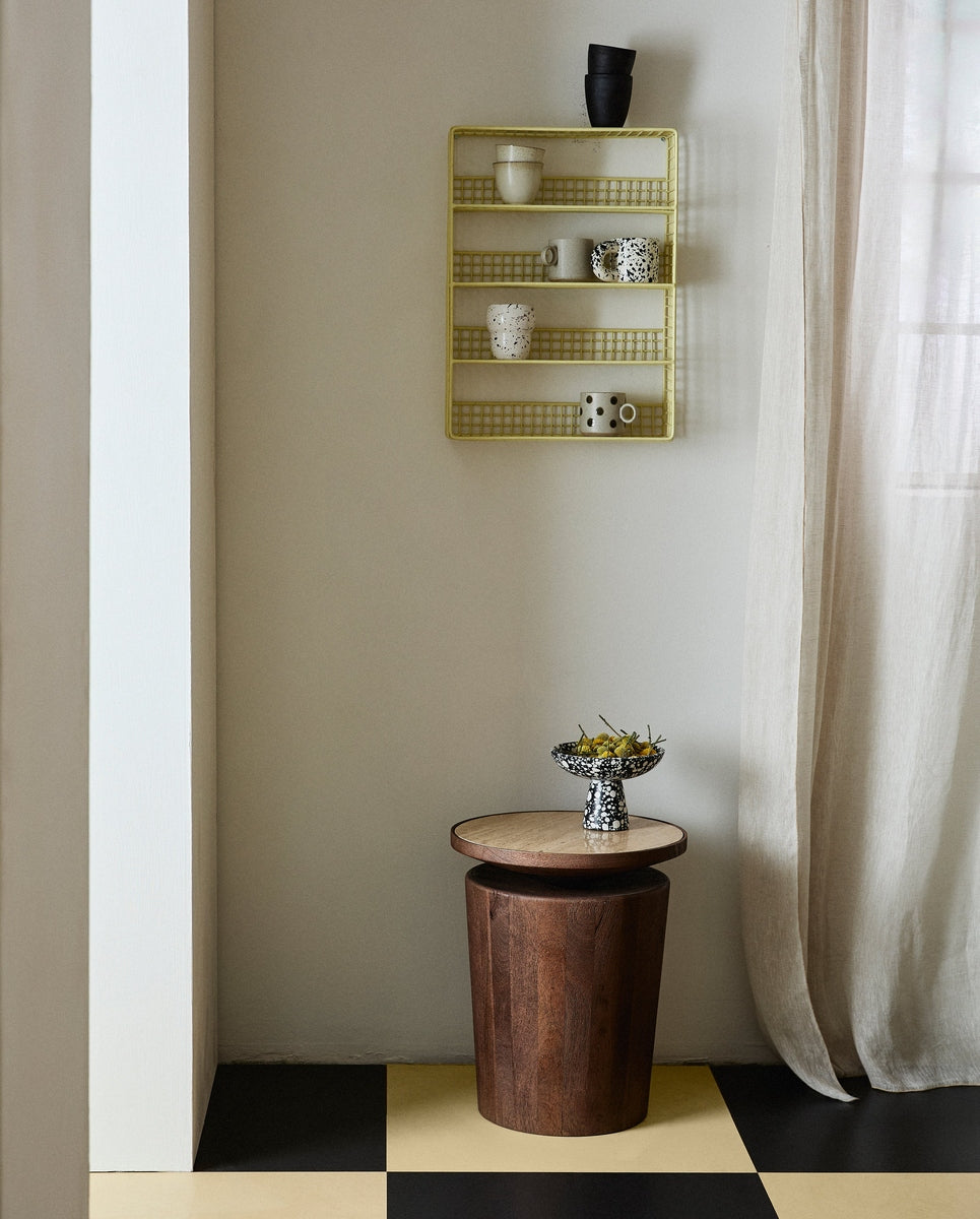 KWANDO bijzettafel met travertin blad - natuur