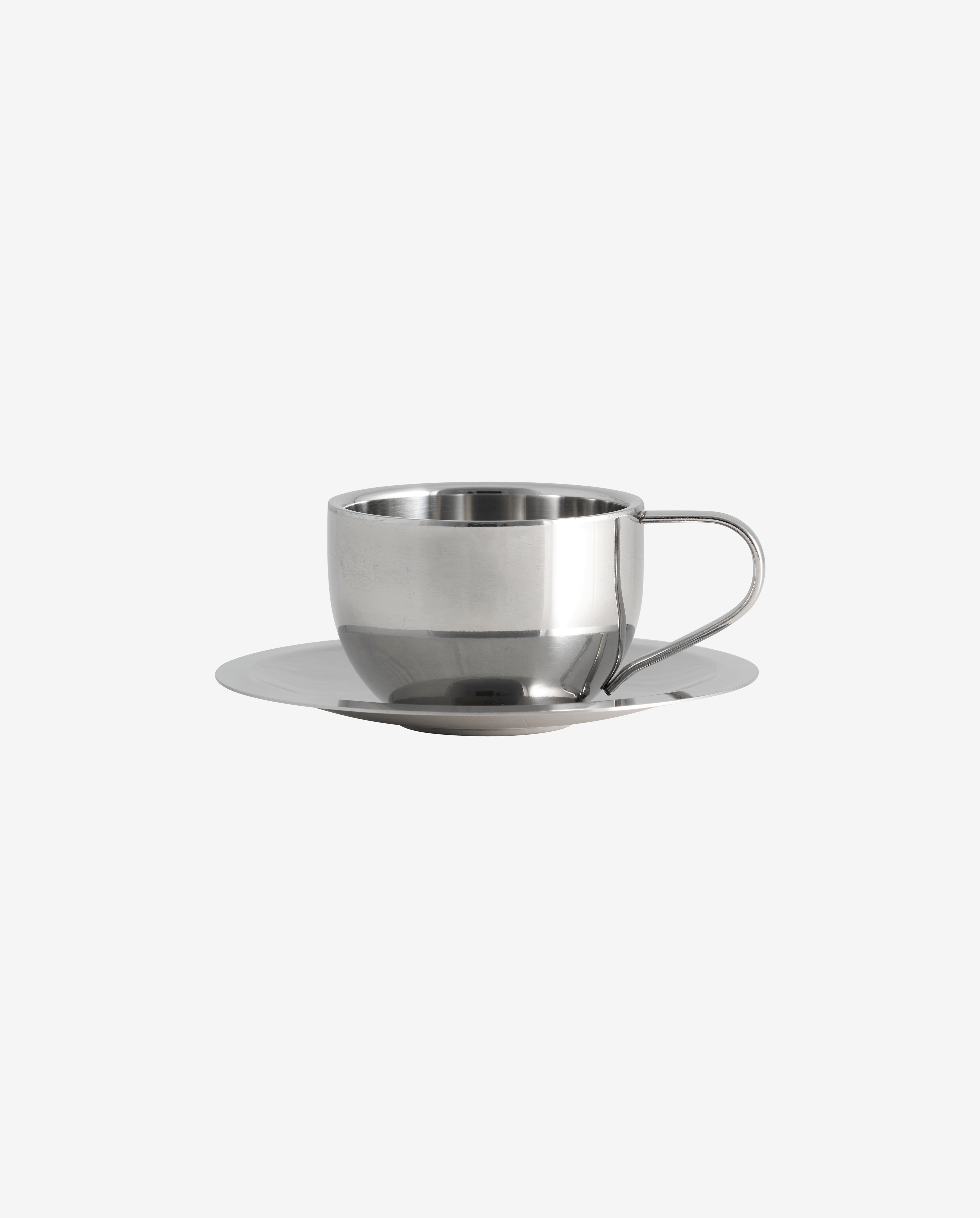 Tasse VIREA avec soucoupe - finition chrome