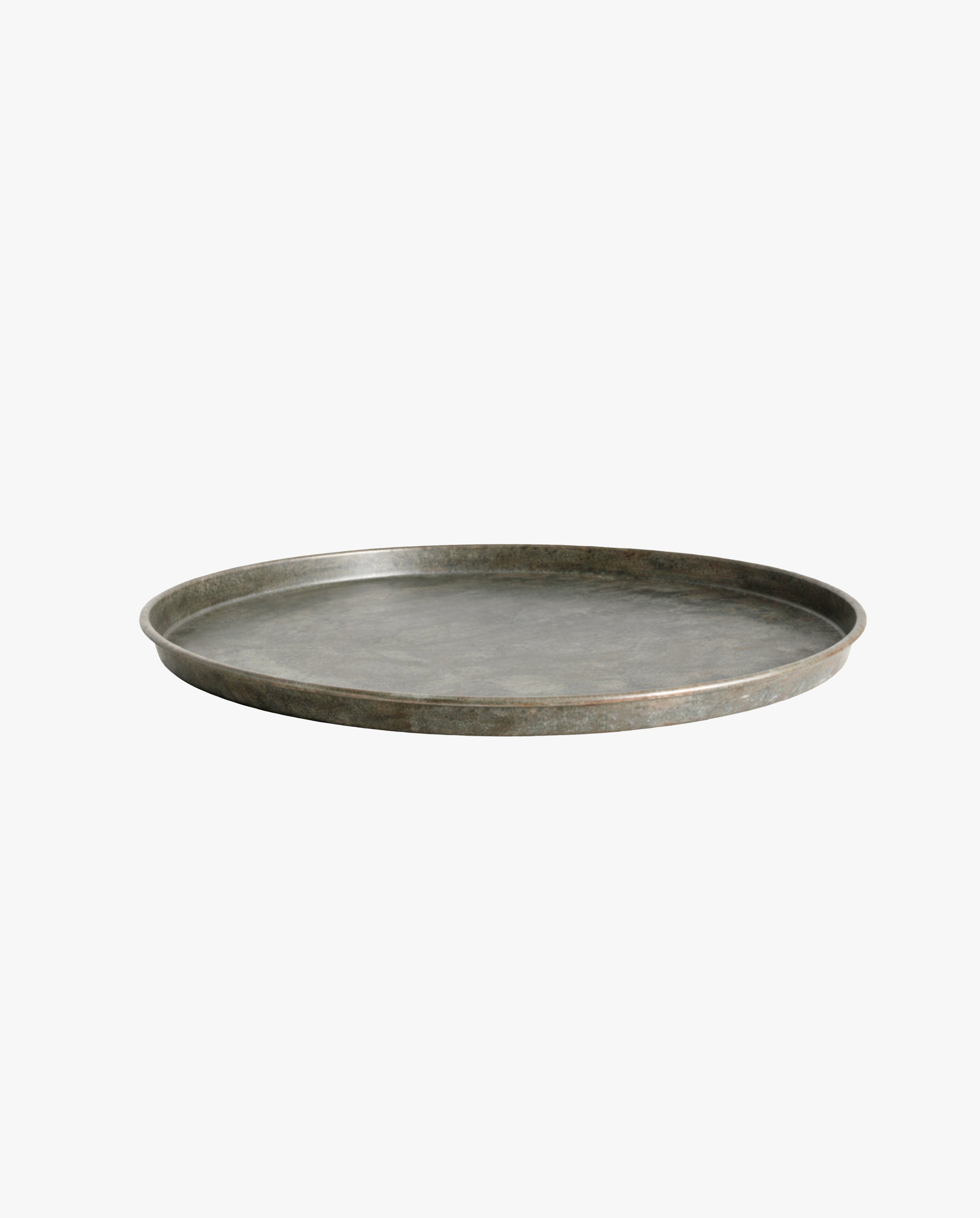 LOMBOK round tray, L, antique - silver finish